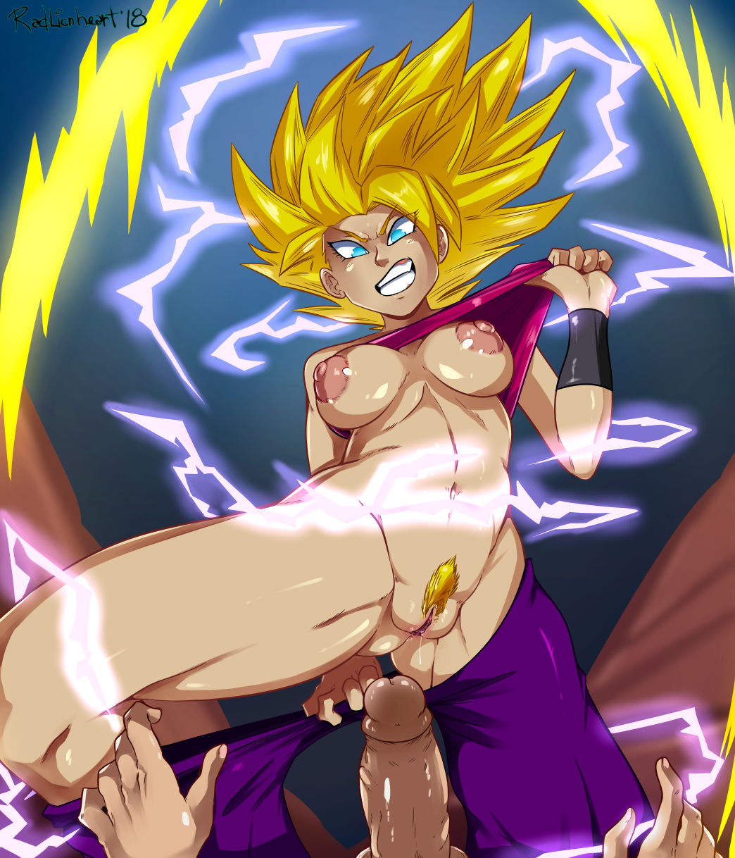 1boy 1girls 2018 areolae assertive aura baggy_pants big_hair blonde_hair blue_eyes blush breasts caulifla clenched_teeth clouds dated dragon_ball dragon_ball_super duo electricity erection female female_saiyan frown gold_hair green_eyes highres imminent_rape imminent_sex large_areolae large_breasts light-skinned_female light_skin lightning long_hair looking_down male male_pov medium_breasts navel nipples no_bra no_panties outdoors pants pants_pull partial_male perky_breasts pov power_aura pussy pussy_juice radlionheart saiyan shirt_lift short_hair signature spiky_hair straight super_saiyan_2 toned tube_top undressing