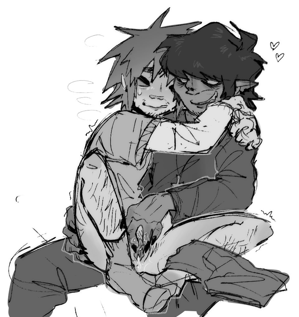 2d (gorillaz), cuntboy, cuntboy/male, fingers on pussy, gay, gay sex, gorillaz, hugging, hugging another, male, male/cuntboy, murdoc niccals, murdoc niccals (clint eastwood), pussy, pussy juice, pussynukes, vagina