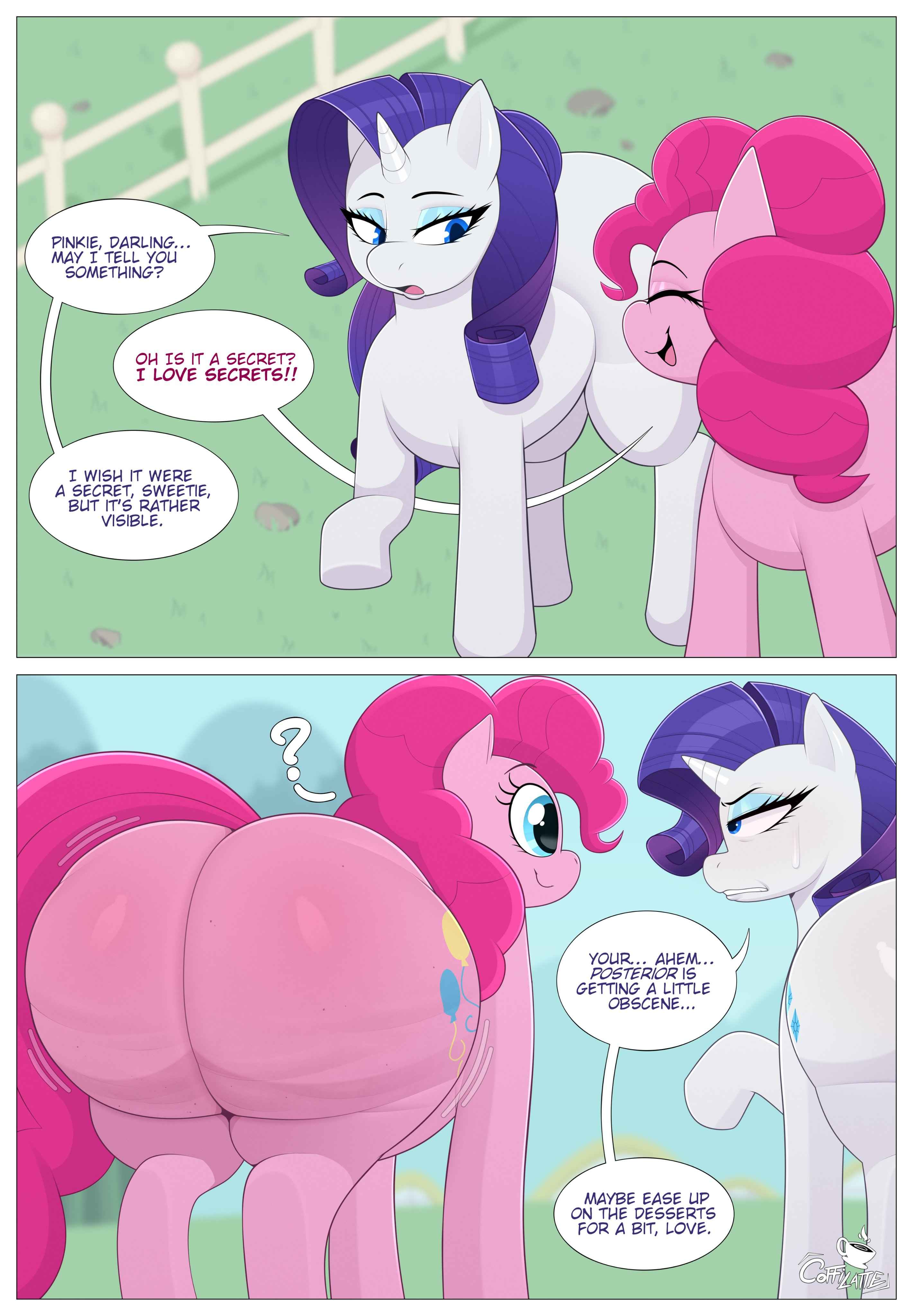2animals, animal ass, ass, ass bigger than head, ass focus, ass size difference, big ass, bubble butt, clueless, clueless female, coffilatte, dumb girl, dumptruck ass, fat ass, feral, feral focus, feral only, friendship is magic, gigantic ass, horse, horse girl, huge ass, large ass, massive ass, my little pony, my little pony friendship is magic, not furry, pink body, pink hair, pinkie pie (mlp), pony, pony girl, purple hair, rarity (mlp), smiley face, suggesting, sweatdrop, white body, wobbling ass, worried, worried look