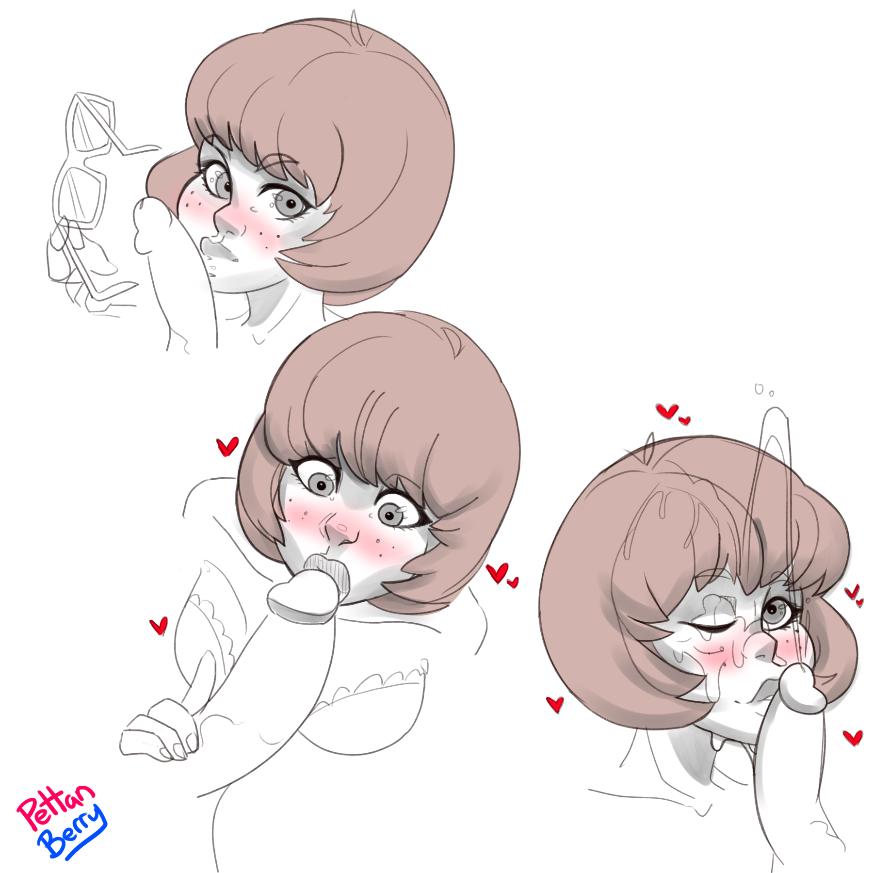 fellatio, female, hanna-barbera, male, penis, pettanberry, scooby-doo, short hair, sketch, velma dinkley