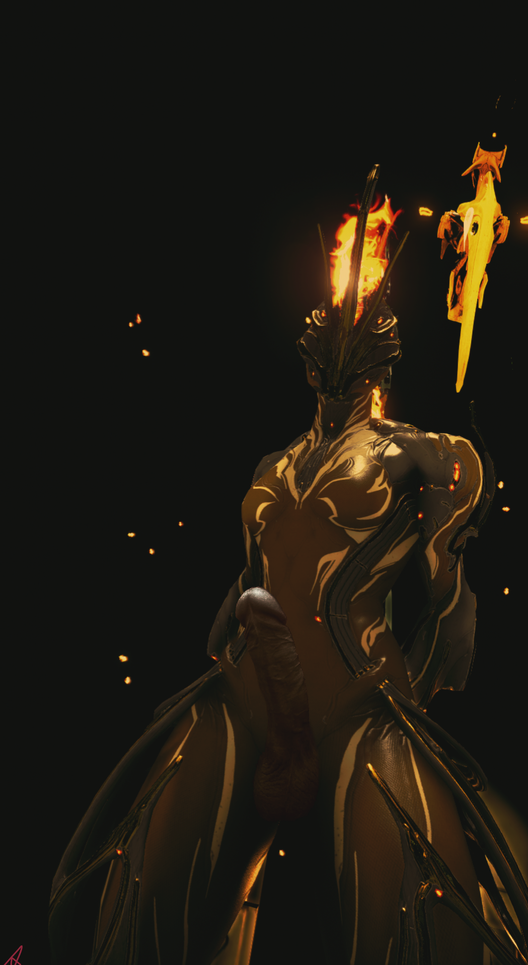 alien alien_girl amonsrule big_penis captura ember_(warframe) ember_prime futanari huge_cock intersex penis photoshop prime_warframe video_games warframe warframetenno