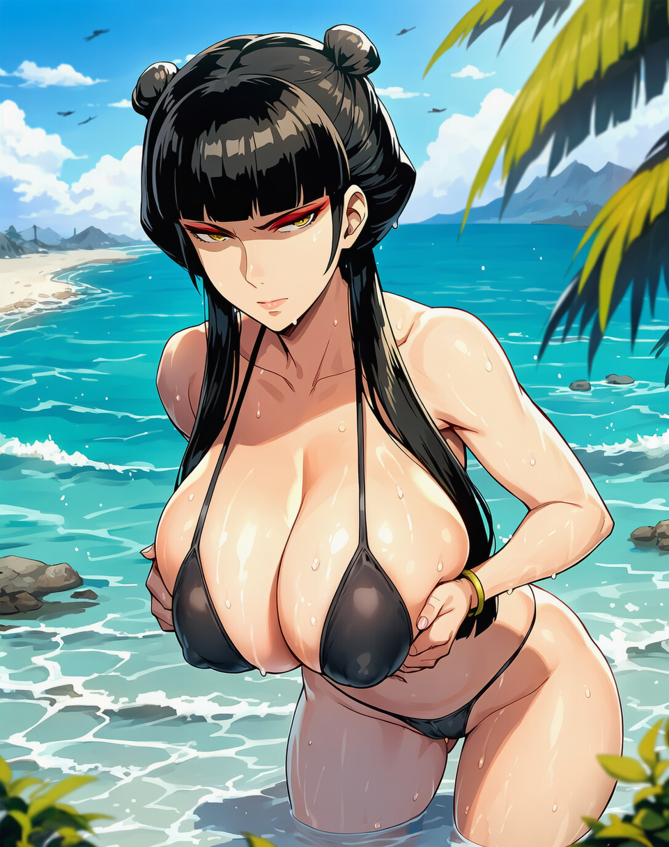ai_generated avatar_the_last_airbender beach big_breasts bikini mai_(avatar) voluptuous_female