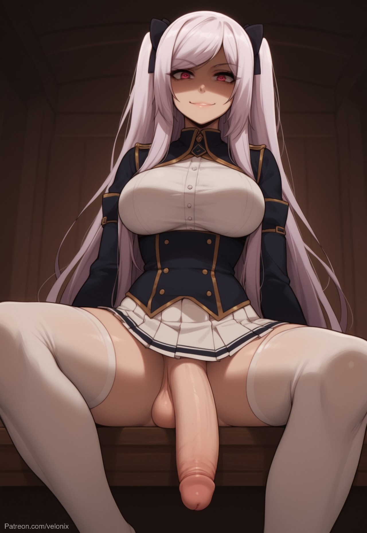 1futa, ai generated, alexia midgar, ass, balls, big ass, big breasts, big butt, big hips, big penis, bikini, bikini bottom, bikini top, blue eyes, blue hair, breasts, cleavage, dick, dickgirl, eleceed, eyebrows, eyelashes, eyeshadow, futa only, futanari, grin, grinning, grinning at viewer, hair, hands-free, huge cock, indoors, intersex, lips, long hair, looking at viewer, makeup, narrow waist, narrowed eyes, nose, penis, purple eyeshadow, purple makeup, seducing, seductive, seductive eyes, seductive gaze, seductive look, seductive mouth, seductive pose, seductive smile, smile, smile at viewer, smiley face, smooth balls, smooth penis, smooth skin, solo, solo dickgirl, solo focus, solo futa, swimsuit, testicles, the eminence in shadow, velonix, white hair