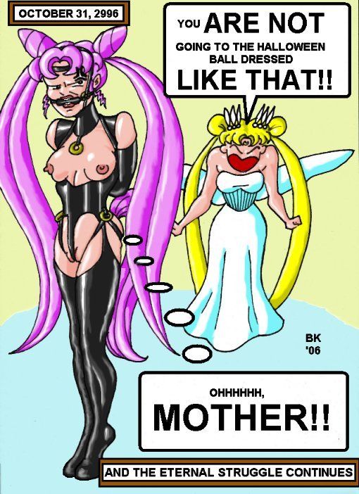 2006 2d bishoujo_senshi_sailor_moon bk black_lady black_moon blonde_hair bondage chibi_usa female mother_and_daughter multiple_girls neo_queen_serenity tagme usagi_tsukino villainess