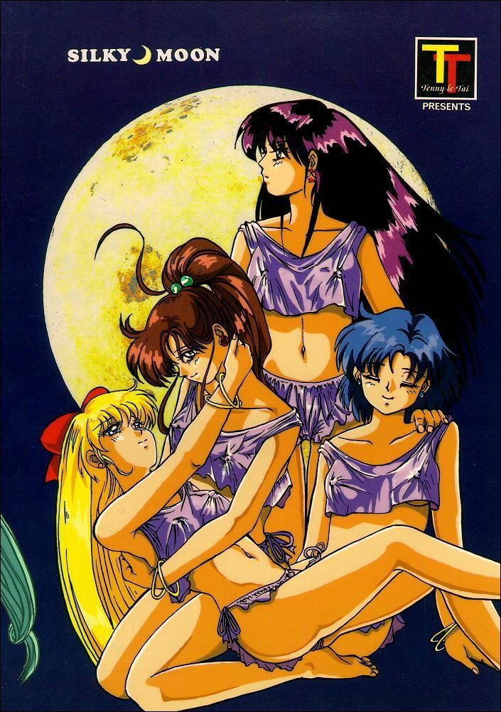 1990s 1993 20th_century 4girls ami_mizuno bishoujo_senshi_sailor_moon blonde_hair blue_hair bow brown_hair brunette clothes clothing color comic doujin_cover erect_nipples erect_nipples_under_clothes female female_only human kneeling makoto_kino minako_aino moon multiple_girls pia_pia pokies purple_hair rei_hino sitting small_breasts straight_hair yuri