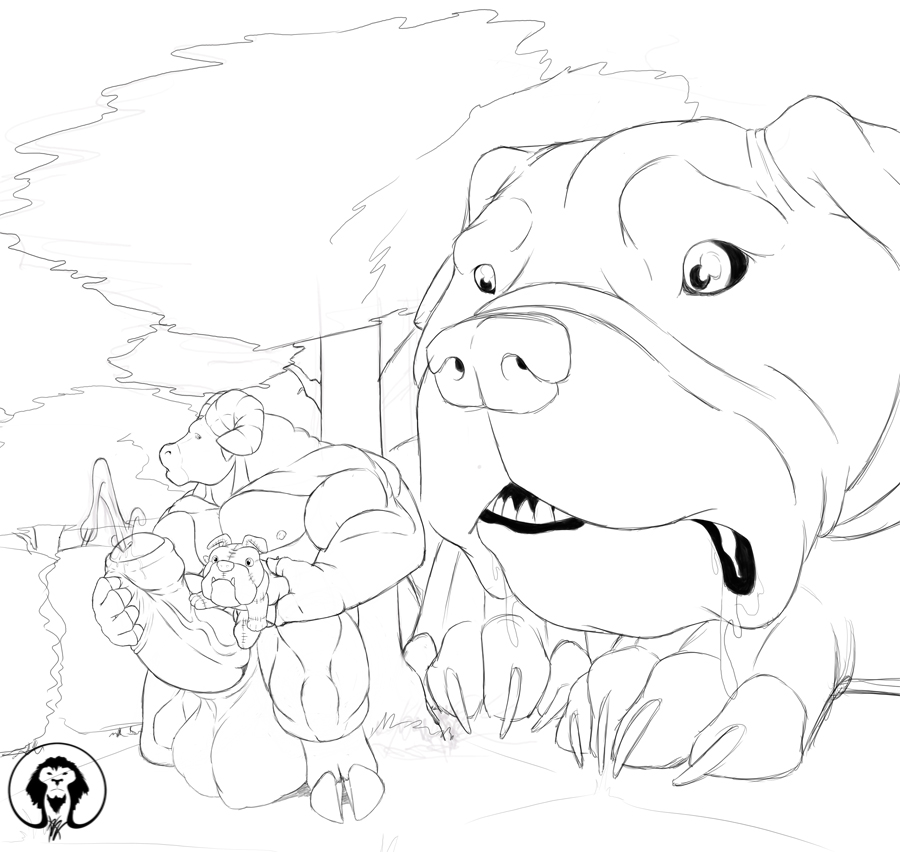 ambiguous_gender anthro balls big_balls big_muscles bulldog canine caprine cloven_hooves cum drooling duo feral forest hooves horn huge_balls hyper hyper_balls hyper_penis macro male male_only mammal masturbation muscular penis plushie saliva size_difference thick_thighs tree voyeur xatanlion
