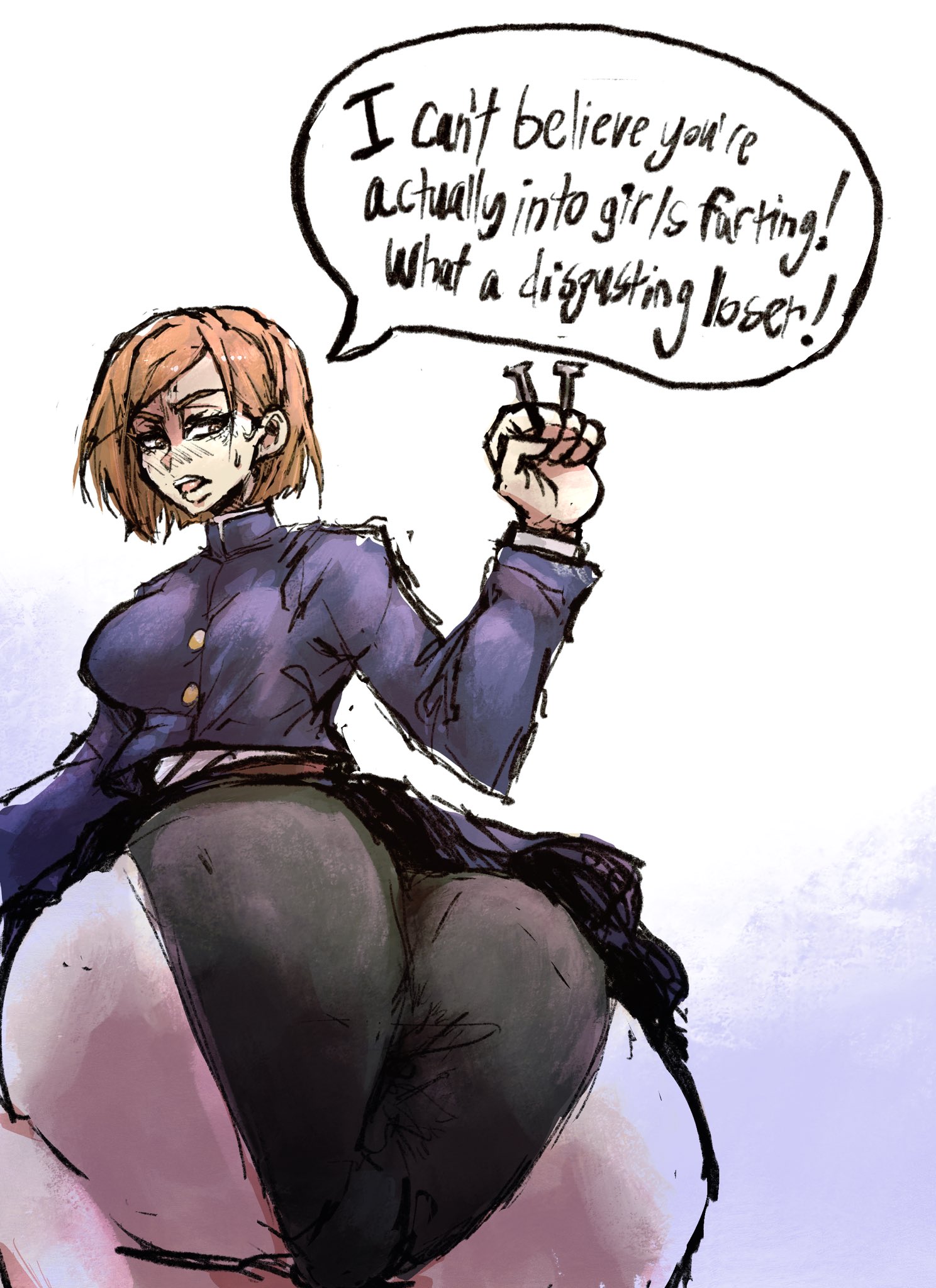 big ass, fart, ginger hair, jujutsu kaisen, kugisaki nobara, nstar3star