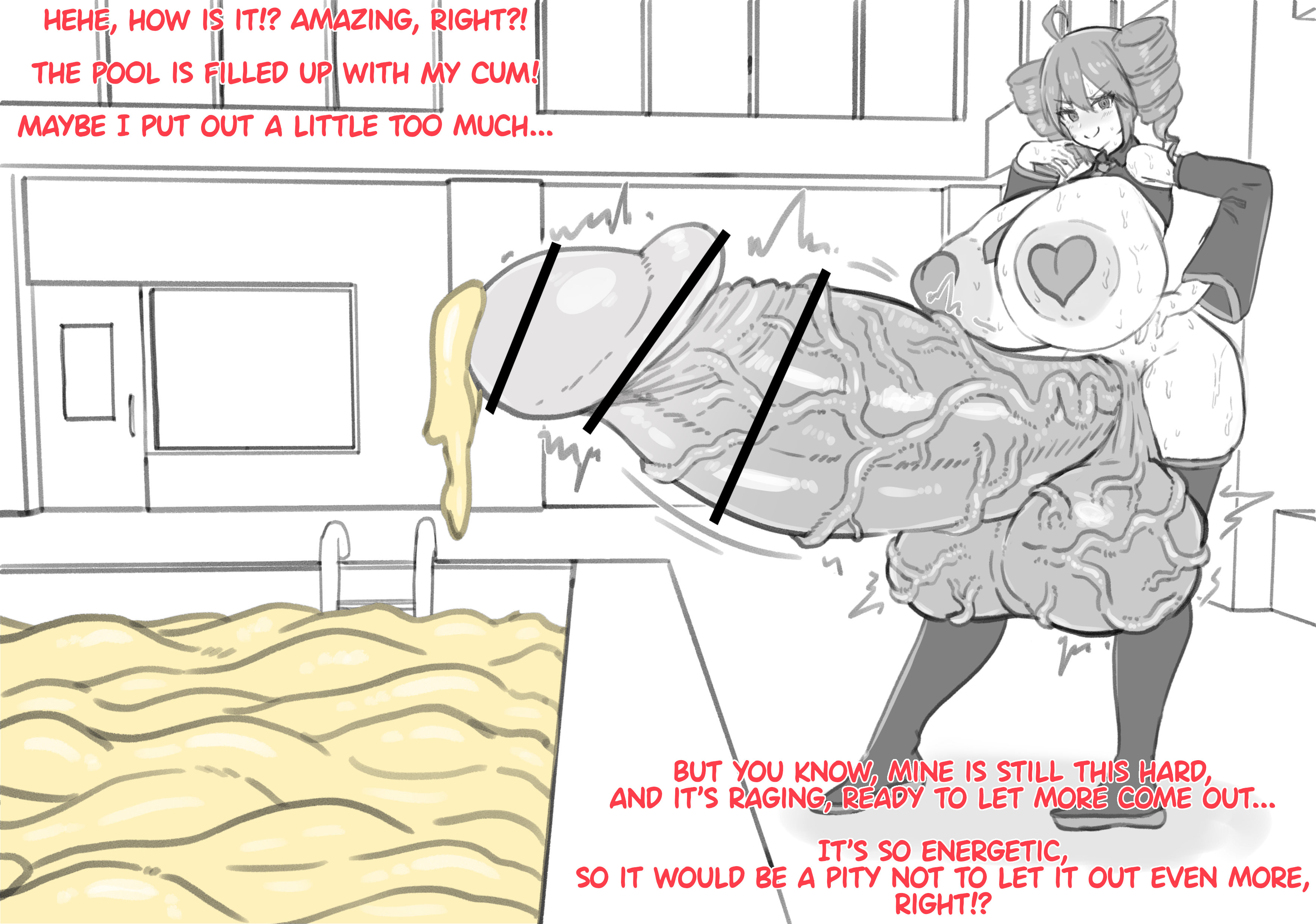1futa, ai translated, balls, balls bigger than head, breasts, excessive cum, futa only, futanari, huge cock, hyper, hyper balls, hyper breasts, hyper penis, intersex, kasane teto, looking at viewer, massive penis, penis, penis bigger than body, penis longer than knee, pesshin, pool, solo futa, tagme, talking, talking to viewer, text
