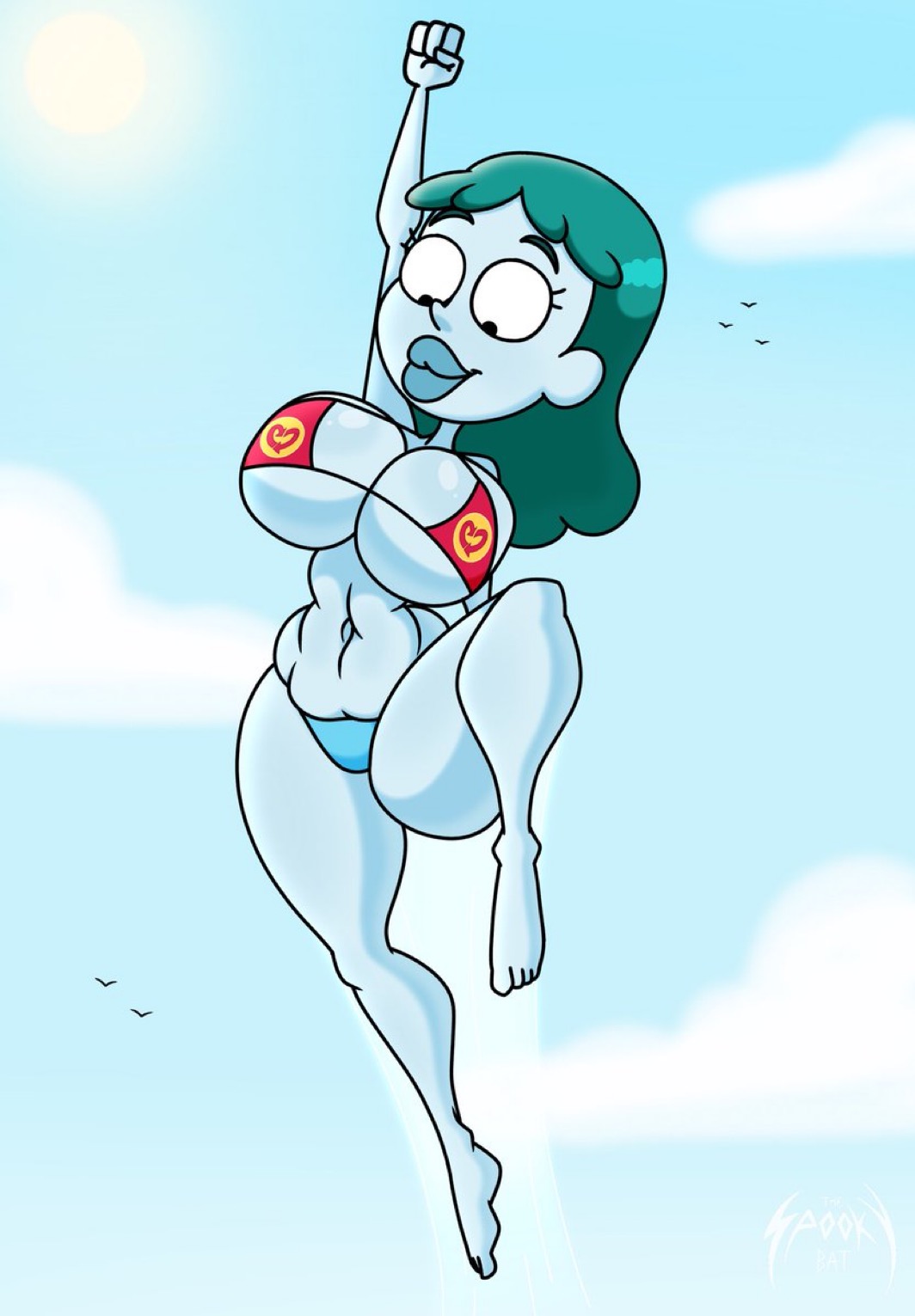 adult swim, beachwear, big ass, big breasts, bikini, breasts, female, female only, ghostlydoodles, huge ass, huge breasts, logo on topwear, looking at self, planetina, rick and morty, sideass, spookyryder, teasing, thick thighs