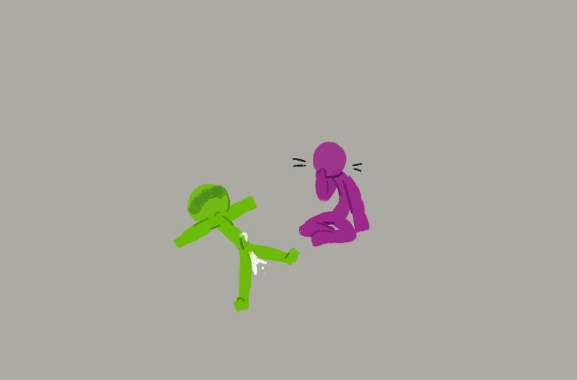 alan becker, animation vs minecraft, animator vs animation, blush, circle head, cum, cum in ass, cum inside, exhausted, gay, gay male, gay sex, green (avm), homosexual, laugh, laughing, male, male only, male/male, non-human, penis, purple (avm), solid color background, tired, toony
