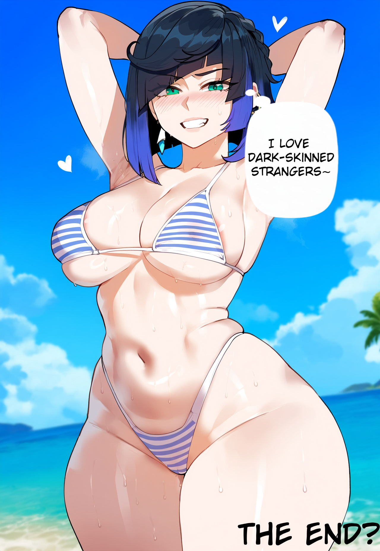 ai generated, female, genshin impact, juuicyai, text bubble, yelan (genshin impact)