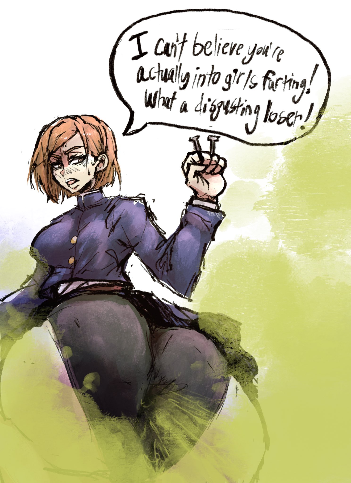 big ass, fart, ginger hair, jujutsu kaisen, kugisaki nobara, nstar3star