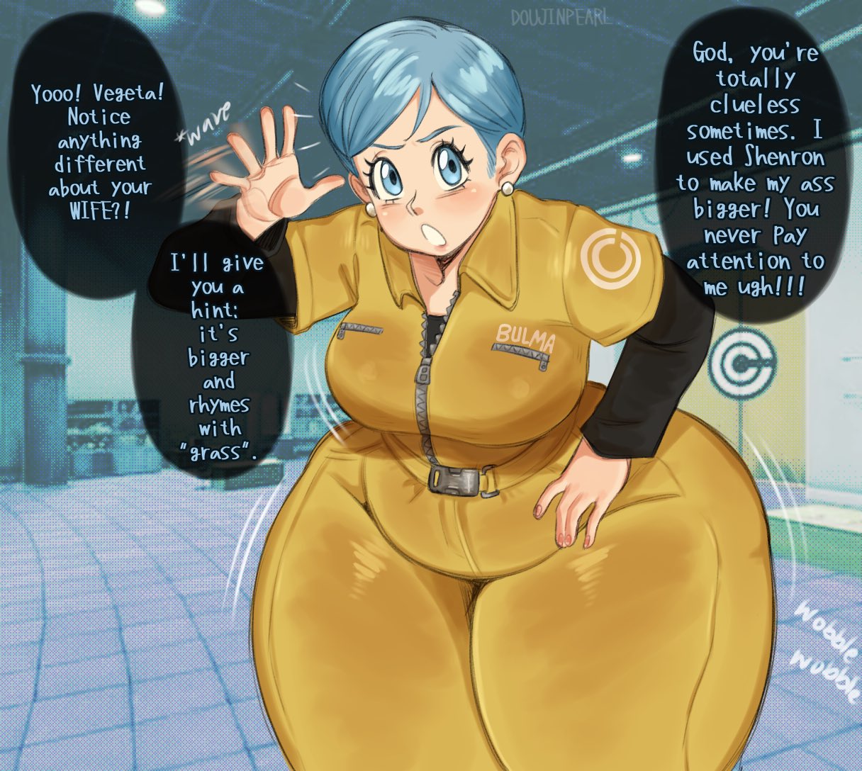 1boy, 1boy1girl, 1girls, alien, alien boy, alien humanoid, alien/human, ass, big ass, big breasts, big thighs, blue hair, breasts, bulma, bulma briefs, bulma briefs (dragon ball super superhero), canon couple, couple, couple (romantic), curvaceous, curvy, curvy figure, dialogue, digital media (artwork), doujinpearl, dragon ball, dragon ball super, dragon ball super super hero, dragon ball z, english text, enormous thighs, fat ass, female, gigantic ass, gigantic thighs, hips, hourglass figure, huge ass, huge breasts, huge thighs, husband, husband and wife, hyper ass, hyper thighs, large ass, large breasts, large thighs, legs, light skin, light-skinned female, male, male pov, male/female, married, married couple, massive ass, massive thighs, mature, mature female, mature male, milf, pov, round ass, saiyan, shounen jump, slim waist, speech bubble, straight, text, thick, thick ass, thick hips, thick legs, thick thighs, thighs, vegeta, voluptuous, waist, wide hips, wife