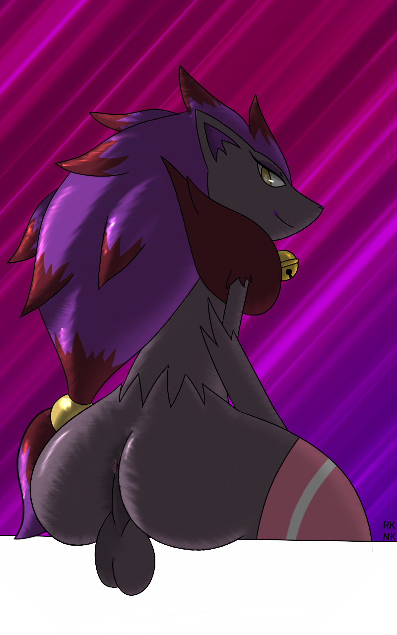 1boy 2018 absurd_res animal_ears animal_genitalia anthro anthrofied anus ass balls bell_collar big_ass big_butt breaking_the_fourth_wall bubble_ass bubble_butt butt canid canine canis dat_ass digital_media_(artwork) eyelashes eyeshadow fan_character femboy fur furaffinity girly hair hi_res huge_ass huge_butt legwear long_hair looking_at_viewer looking_back male male_only male_zoroark mammal mien_(pandashorts) multicolored_hair nintendo nude original_character pokémon_(species) pokemon pokemon_(species) rhuanfps sex shiny simple_background sissy sitting smile solo solo_male testicles thick_thighs transparent_background trap video_games wide_hips yellow_eyes zoroark