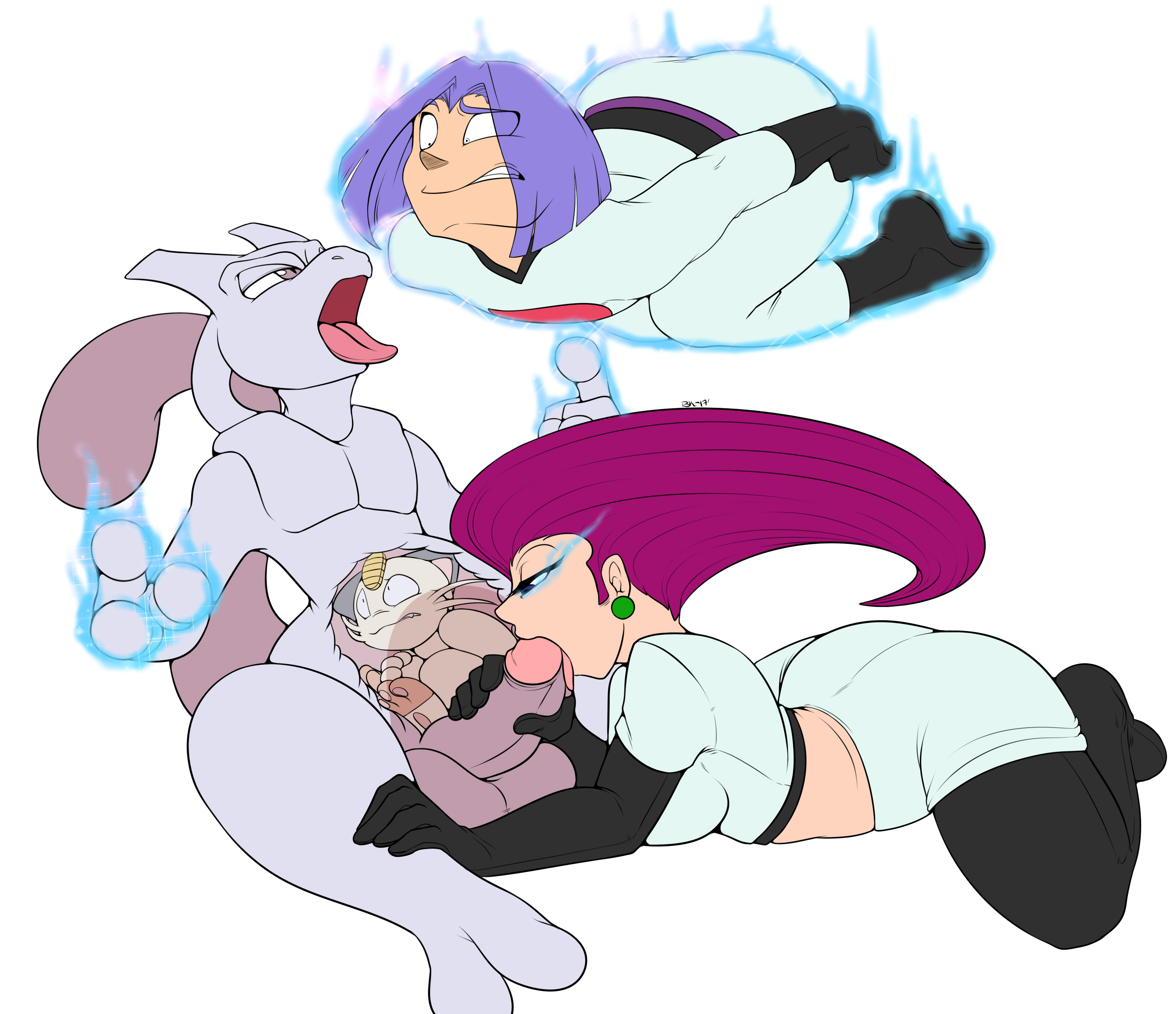 1girls, 2 toes, 2017, 2boys, 3 fingers, all fours, ambiguous gender, anthro, ass, aura, balls, belly, big balls, big breasts, big penis, big testicles, black fur, boots, breasts, brown fur, clothed female nude male, coin, earrings, empty eyes, erection, eyelashes, feet, feline, fellatio, female, floating, forced, furry, gloves, glowing, glowing eyes, half-closed eyes, hand on leg, handjob, human, hypnosis, interspecies, james (pokemon), jessie (pokemon), leg grab, licking, long hair, looking down, looking up, male, meowth, mewtwo, midriff, mind control, nintendo, no nipples, nude, open mouth, oral, oral vore, pawpads, paws, penis, pokemon, pokemon (species), pokemon rgby, pokephilia, purple eyes, purple fur, purple hair, purple penis, rape, saintheartwing, see-through, shirt, sitting, size difference, skirt, spread legs, stomach bulge, straight, tail, team rocket, teeth, telekinesis, testicles, text, thick penis, thick thighs, thighhighs, tongue, tongue out, vore, watermark, whiskers, white background, white eyes, white fur, wide hips