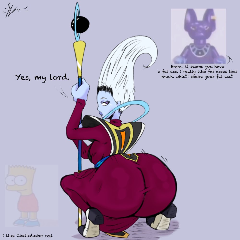 ass, ass shake, beerus, dragon ball, dragon ball super, dragon ball z, genderswap, genderswap (mtf), giygal, lego beerus, looking back, shaking ass, twerking, whis, white hair