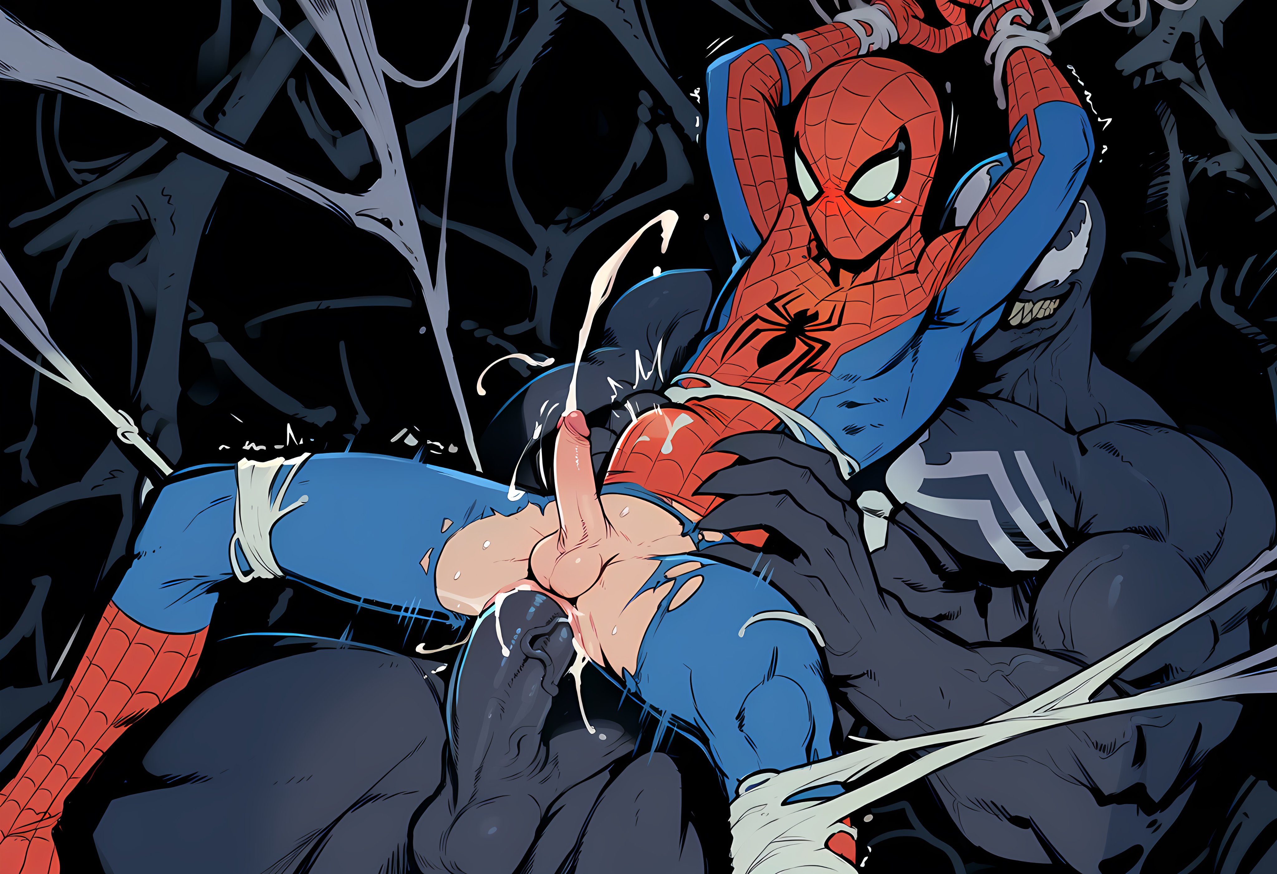 2boys, age difference, ai generated, alien, anal, anal sex, armpits, ass, ass grab, back, back muscles, balls, bara, big ass, big balls, big dom small sub, big muscles, big pecs, big penis, carrying, carrying partner, covering mouth, cum, cum in ass, cum inside, cum on ass, cum on body, cum on penis, cum while penetrated, cumshot, daddy, ddkk, dilf, dominant, dominant humanoid, dominant male, duo, ejaculation, erect nipples, erection, gay, hair, huge balls, huge cock, huge muscles, huge pecs, human, human on alien, human on humanoid, humanoid, humanoid dominating human, humanoid penetrating, humanoid penetrating human, humansub, hunk, inflation, interspecies, larger humanoid, larger male, licking, licking penis, long penis, long tongue, male, male focus, male only, male penetrated, male penetrating, male penetrating male, male/male, marvel, marvel comics, marvel rivals, monster, monstrous humanoid, muscles, muscular, muscular human, muscular humanoid, muscular male, navel, nipples, nude, older dom younger sub, older humanoid, older male, older male and younger male, older on younger, older penetrating younger, orgasm, pecs, penetration, penis, penis in ass, peter parker, romantic, romantic couple, sex, simultaneous orgasms, size difference, smaller human, smaller male, smaller penetrated, spider-man, spider-man (series), stand and carry position, standing, standing sex, stomach bulge, submissive, submissive human, submissive male, sweat, symbiote, venom (marvel), worship, yaoi, younger human, younger male, younger penetrated