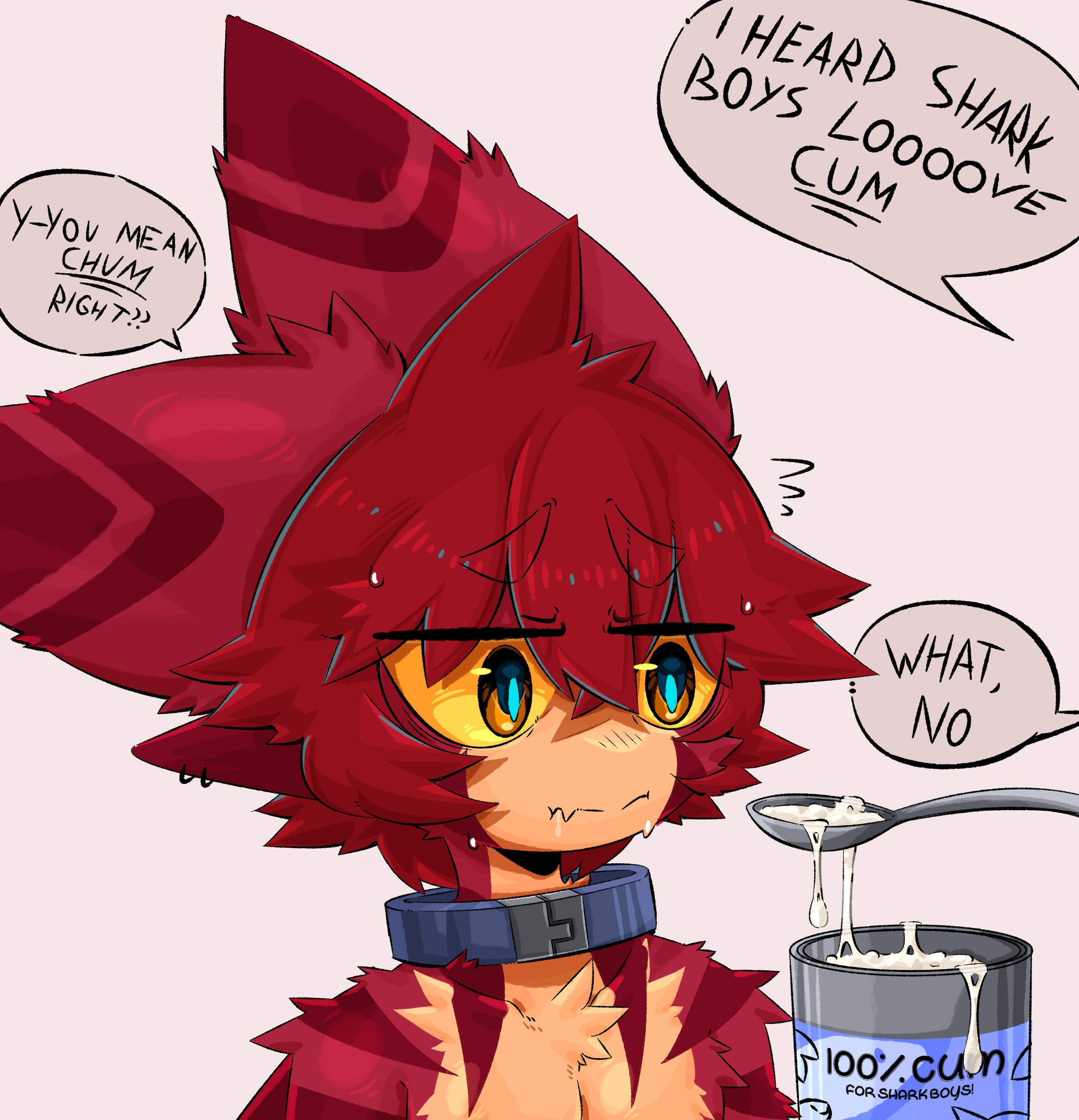 cum, ears, eyes, eyeshadow, fur, furry, furry ears, furry male, furry only, furry shark, gaogomon, gomon, shark, shark furry, shark tail, tail, text