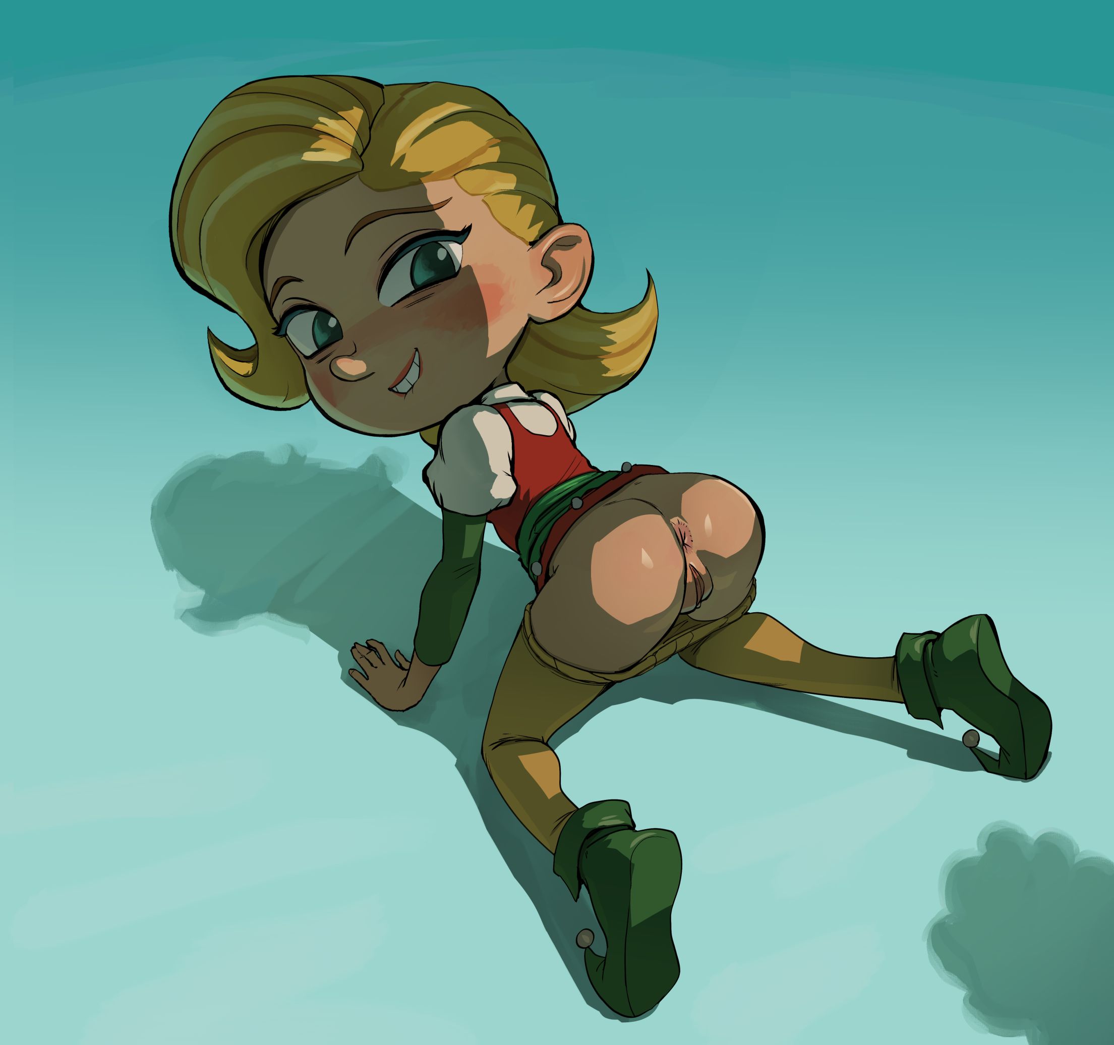 1girls, 2023, 2d, 2d (artwork), 2d artwork, all fours, anus, ass, biting lip, biting own lip, blonde female, blonde hair, blonde hair female, blonde-haired female, breasts, clothed, clothed female, digital art, digital drawing (artwork), digital media (artwork), elf (film), elf shoes, elf: buddy's musical christmas, female, human, humanoid, jovie, looking back, panties, pants down, pears (artist), presenting hindquarters, pussy, skirt lift, smile, solo, tagme, vagina
