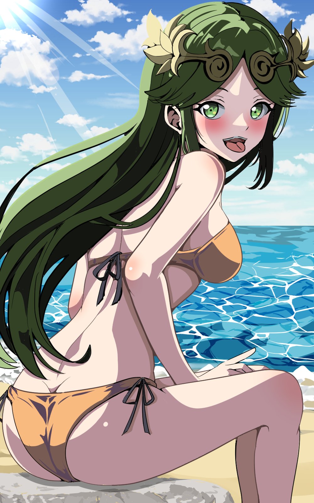 ass female female_only kid_icarus nintendo open_mouth palutena sideboob solo taka_p_(zelda27th)