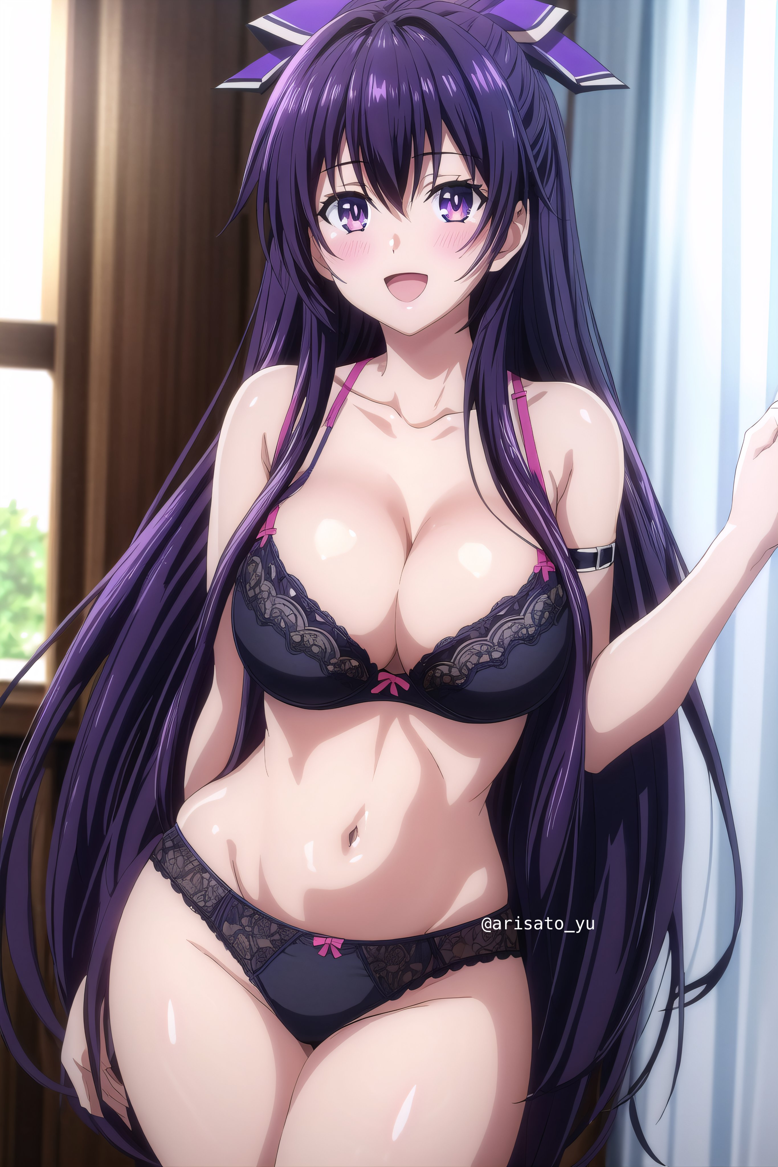 ai generated, arisato yu, big breasts, breasts, date a live, female, lingerie, yatogami tohka