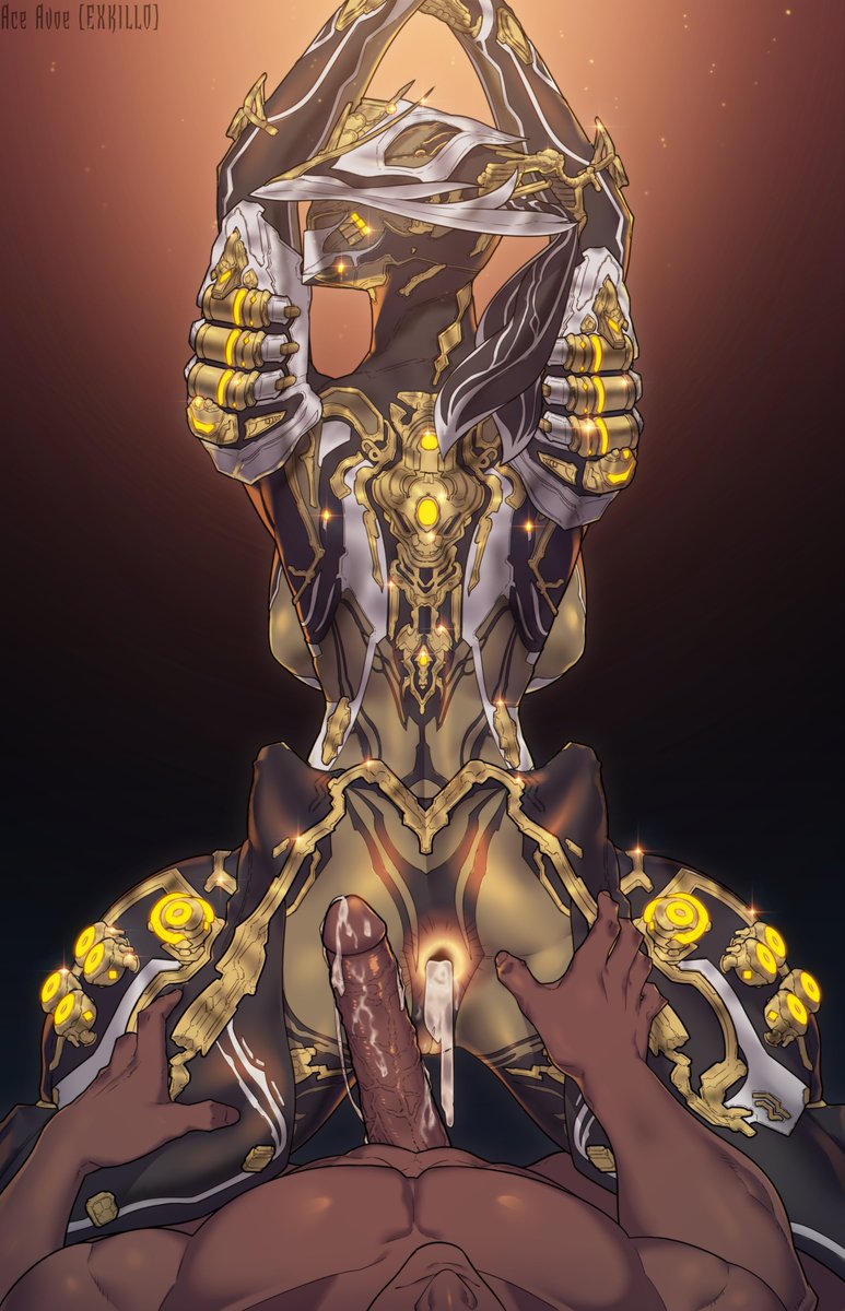 1boy 1boy1girl 1girls aceavoeexkillo anus biomechanical cum_dripping_from_ass cum_in_ass dark-skinned_male dripping dripping_cum gaping_anus hand_on_ass hand_on_butt hat mesa_(warframe) mesa_prime_(warframe) metallic_body non-human opening_anus warframe