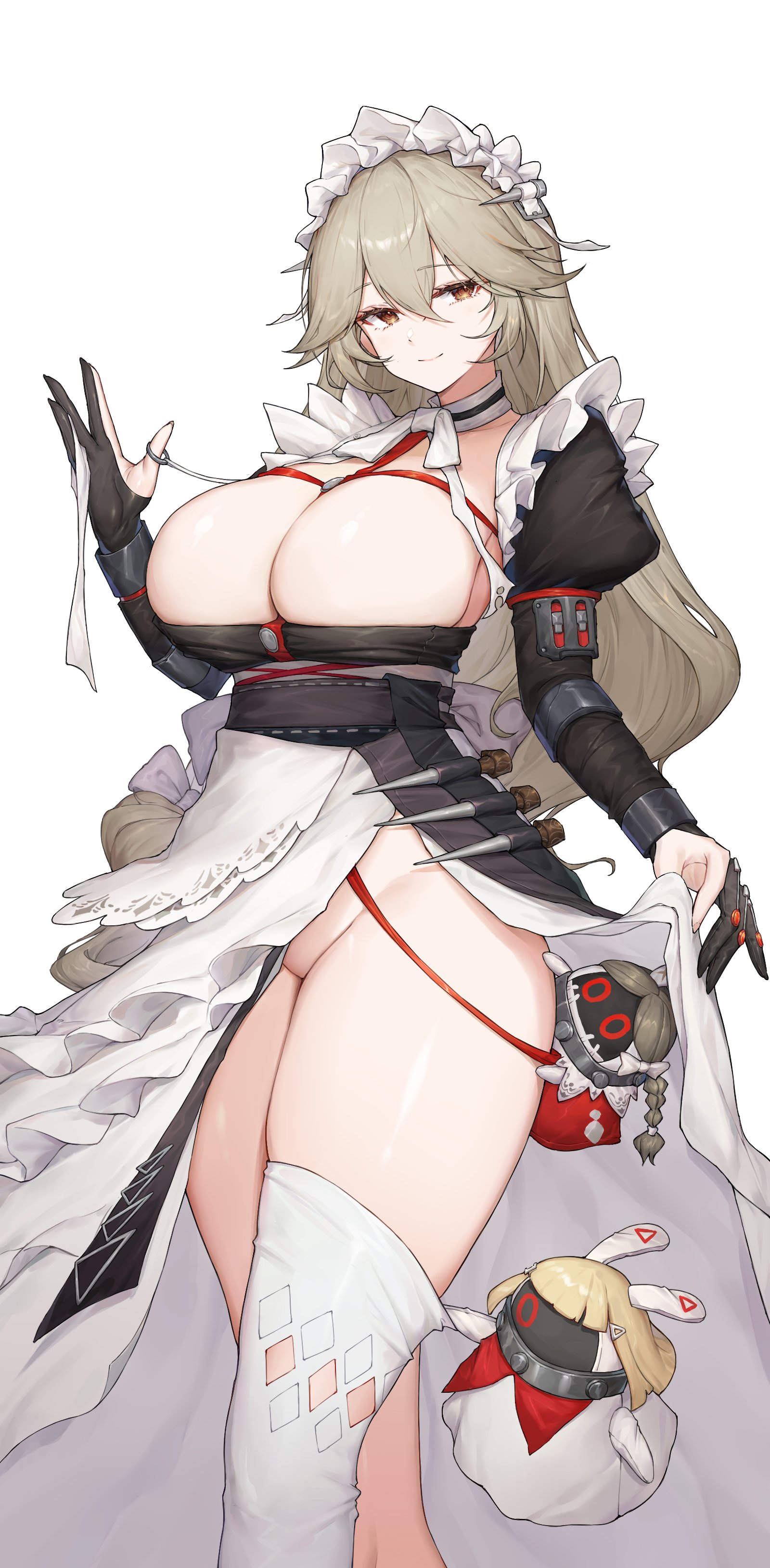 1girls, alexandrina sebastiane, breasts, female, highres, hoyoverse, kiriko (araragikoyomi), large breasts, light skin, light-skinned female, no panties, victoria housekeeping, zenless zone zero