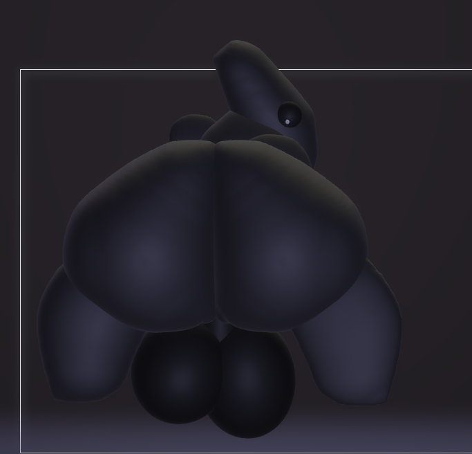 3d_(artwork) ambiguous_gender anthro ass balls big_balls big_butt black_background black_balls black_body black_butt black_perineum black_sclera digital_media_(artwork) genitals gradient_background huge_balls huge_butt nauiho paint_3d_(artwork) perineum presenting presenting_hindquarters pupils rear_view simple_background solo solo_focus unknown_species white_pupils