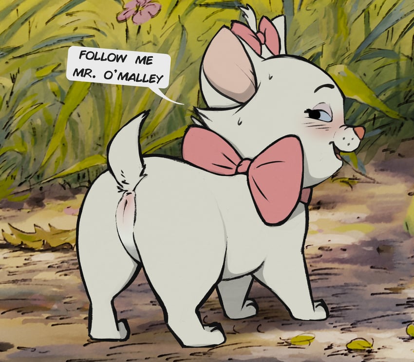 blush bow_ribbon comatose cum disney domestic_cat feline feral furry hi_res highres mammal marie_(aristocats) pussy solo the_aristocats