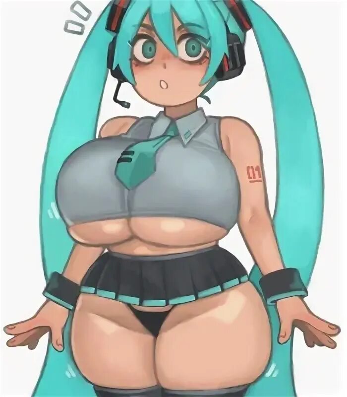 blue_eyes blue_hair hatsune_miku kelvin_hiu long_twintails micro_panties microskirt tattoo twintails underboob