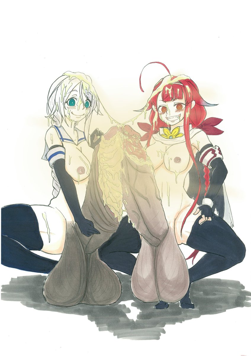 2futas, balls, big balls, big penis, cum on face, cum on hair, excessive smegma, foreskin, futanari, hyper penis, intersex, kimukaya, nipples, nude, penis, penises touching, retracted foreskin, smegma, smegma in foreskin, smell, squatting, thighhighs, uncircumcised