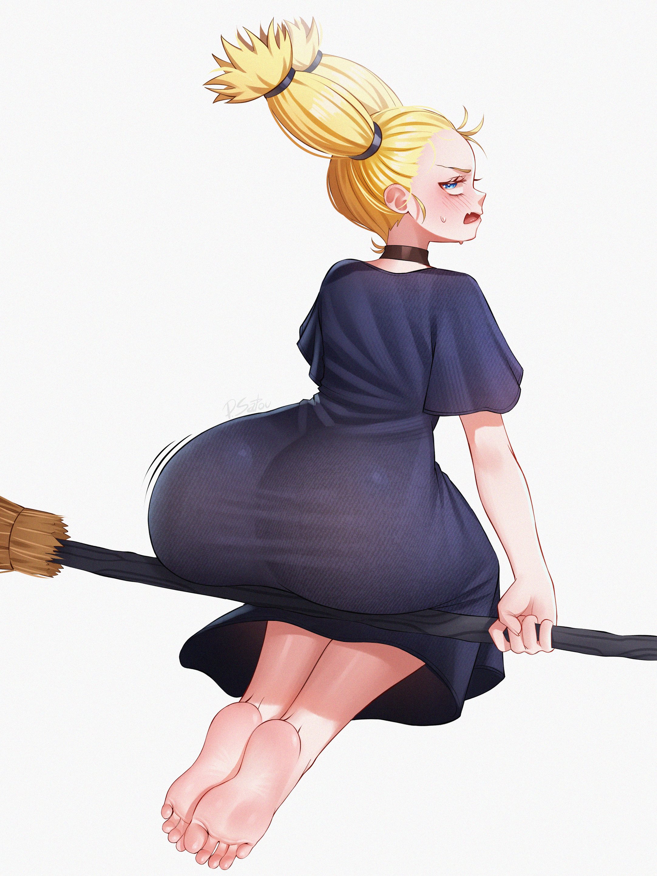 1girls, ass, barefoot, blonde hair, blush, bubble butt, feet, female, female only, huge ass, jujutsu kaisen, nishimiya momo, pietrosatou, see-through, soles, solo