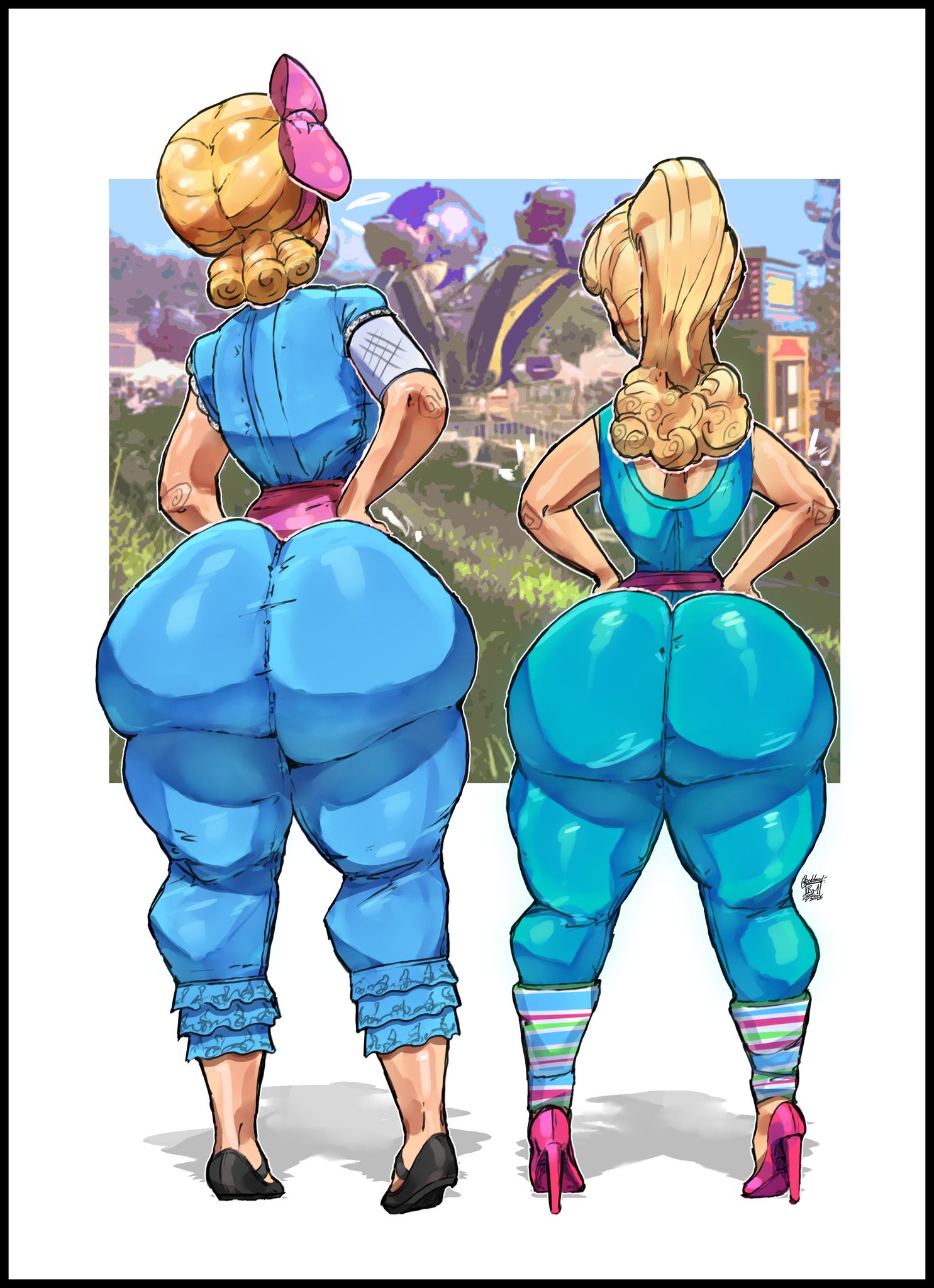 ass, ass bigger than head, ass focus, ass size, ass size difference, barbara millicent roberts, barbie (franchise), big ass, blonde, blonde female, blonde hair, blonde-haired female, bo peep, bottom heavy, bubble ass, bubble butt, curvy, curvy female, curvy figure, disney, hand on hip, heels, huge ass, jonymascara, large ass, pixar, reddmasc, round ass, round butt, size comparison, size difference, slim female, slim thick, small waist, thick, thick thighs, toy story, toy story 3, toy story 4, voluptuous, voluptuous body, voluptuous female, walt disney pictures, walt disney studios motion pictures, wide ass, wide hips, wide thighs