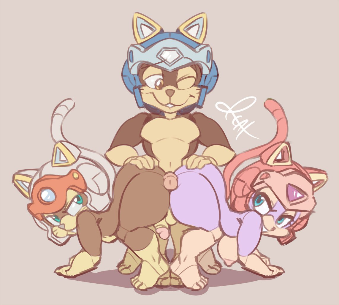 1girls 2018 anthro bisexual blue_eyes breasts domestic_cat feline female fur furry guido_anchovy helmet humanoid_penis kemono male mammal nipples penis pink_fur pizzacat polly_esther samurai_pizza_cats speedy_cerviche straight tail yaoi