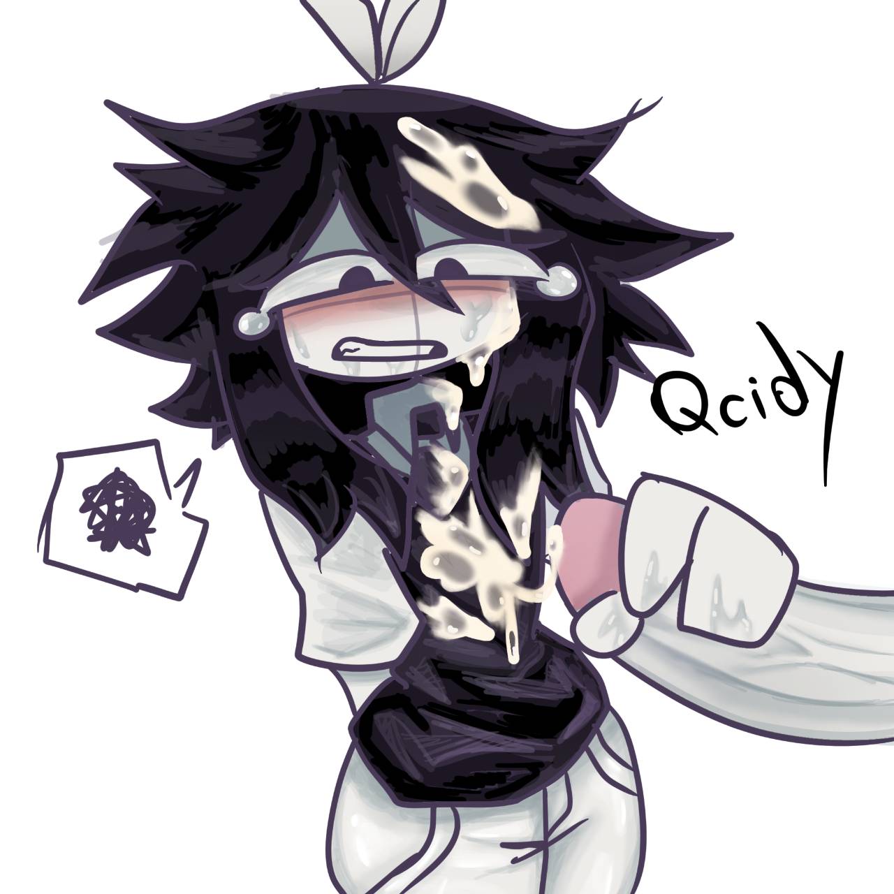 1femboy, abbie (fundamental paper education), cum on body, cum on face, femboy, fundamental paper education, gay, male, male/male, qcidy (artist), tagme, young, younger male