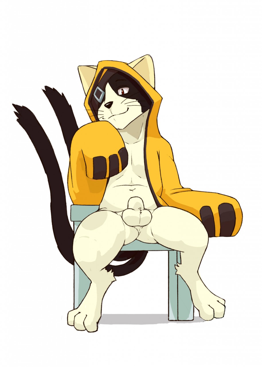 balls blazblue chair coat exhibitionism exposed feet feline jubei_(blazblue) male male_only mammal nude penis presenting seyrmo_(artist) smile solo solo_male spread_legs spreading tails_(disambiguation) video_games whiskers