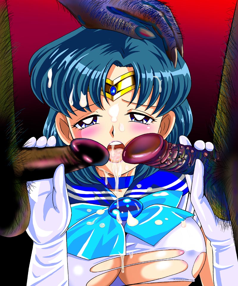 ami_mizuno bishoujo_senshi_sailor_moon clothing cum female handjob human large_breasts male open_mouth penis pirochi pubic_hair sailor_mercury straight tagme threesome torn_clothes uncensored