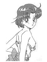 1990s 1996 1girls 20th_century ami_mizuno bishoujo_senshi_sailor_moon black_and_white bra breasts female female_only human matsudo_kureichi monochrome nipples short_hair solo