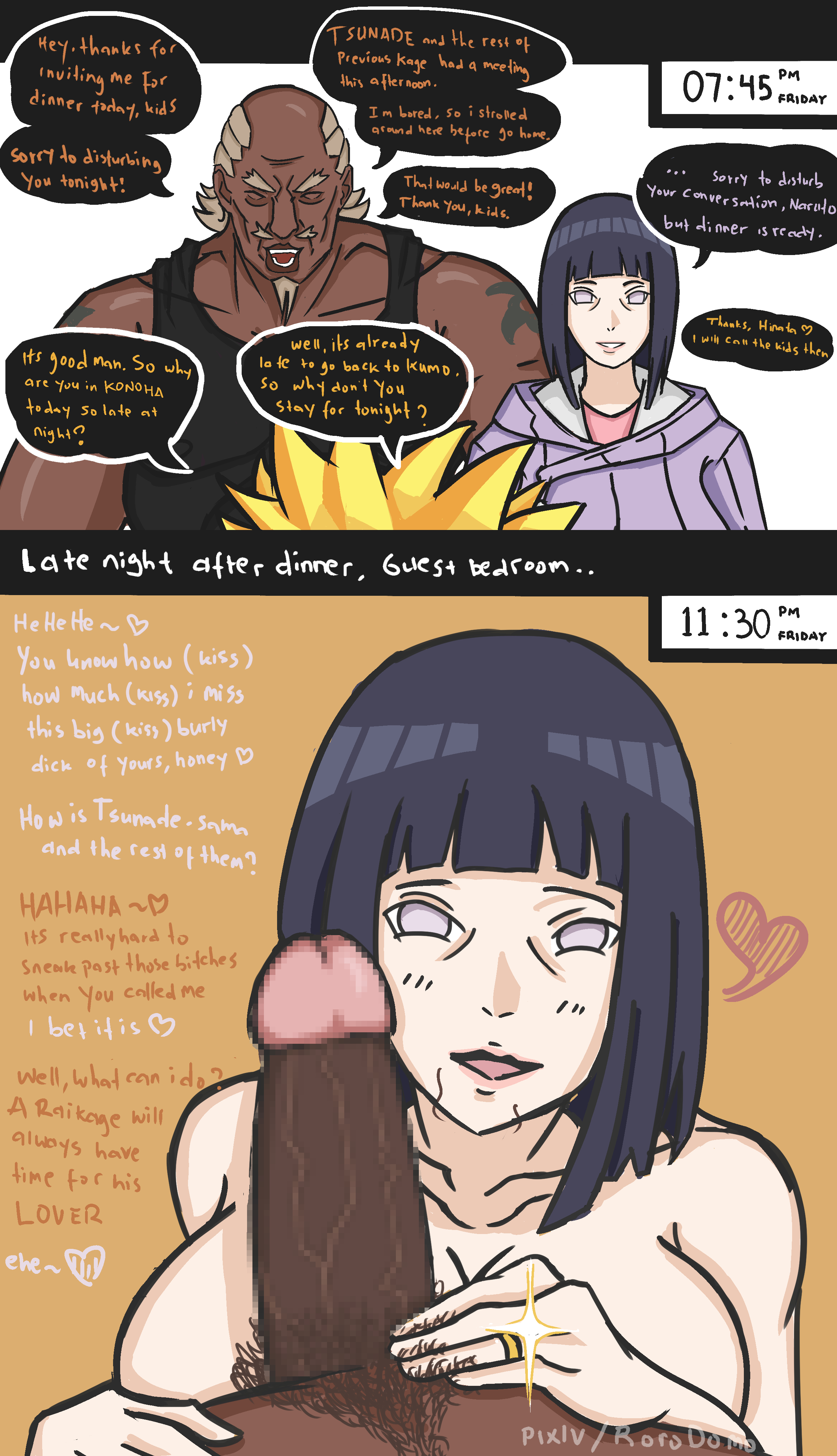 1girls, 2boys, age difference, beard, big penis, blonde hair, blue hair, blush, bob cut, boruto: naruto next generations, breasts, censored, cheating, cheating wife, closed eyes, cornrows, cuckold, dark skin, dark-skinned male, dialogue, erection, facial hair, female, fully clothed, hyuuga hinata, interracial, jacket, male, mature, mature female, milf, moustache, naked, naruto, naruto (series), netorare, ntr, nude, older male, penis, penis on face, pov, pov eye contact, pubic hair, purple eyes, raikage, ring, rorodomo, sleeveless shirt, speech bubble, story, straight, tank top, tattoo, tattoos, text, uzumaki hinata, uzumaki naruto, wedding ring, yellow hair