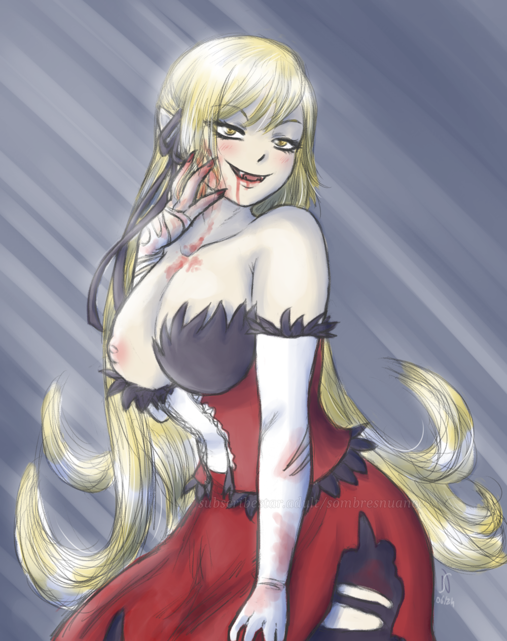 anime artist blood fanart fantasy kiss-shot kiss-shot_acerola-orion_heart-under-blade manga nsfw sombresnuances vampire vampire_girl