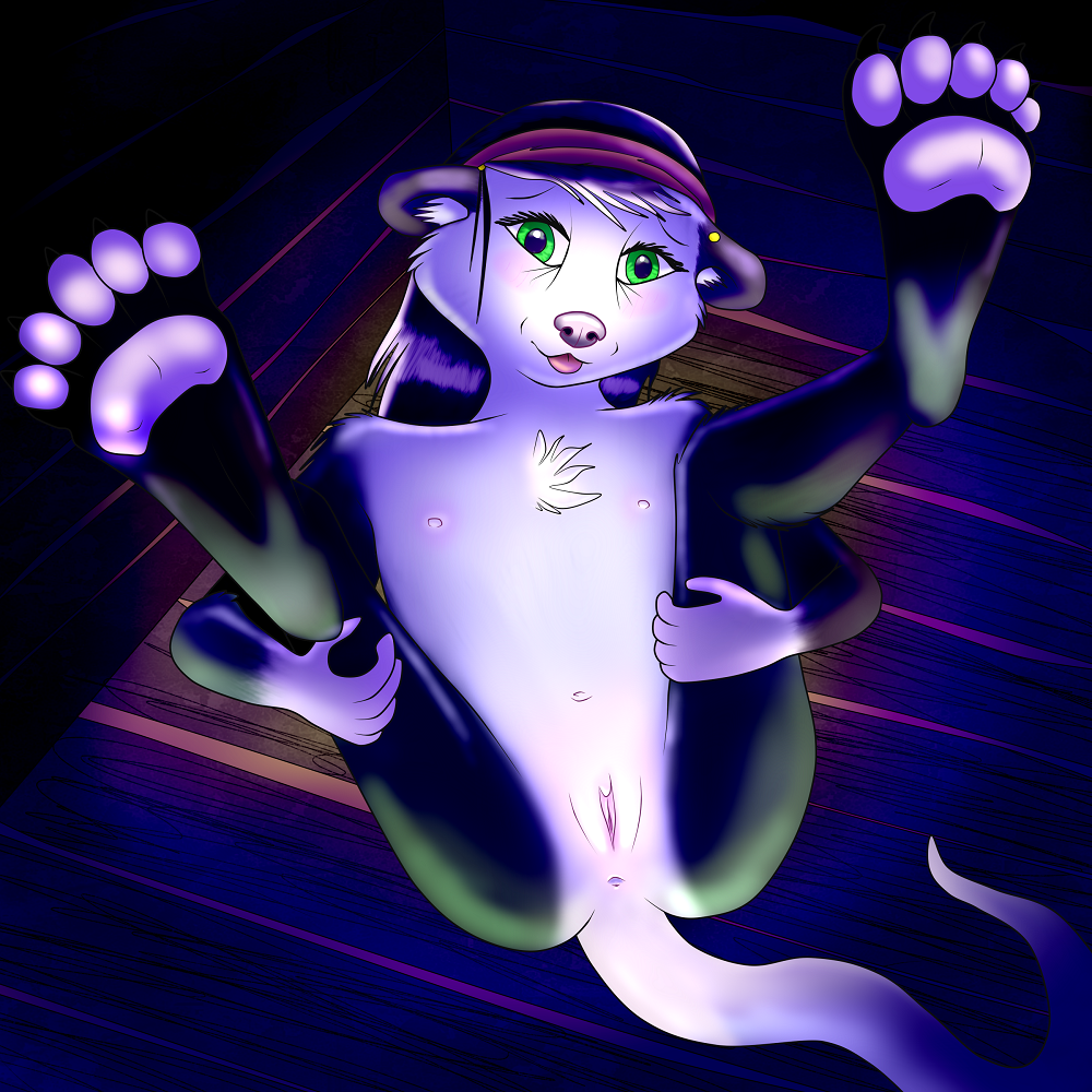 2018 5_toes anthro anus ass blush breasts clitoris digital_media_(artwork) female flat_chested jaxneesen legs_raised looking_at_viewer mammal marsupial nipples nude opossum presenting presenting_anus presenting_pussy pussy smile solo spread_legs spreading toes