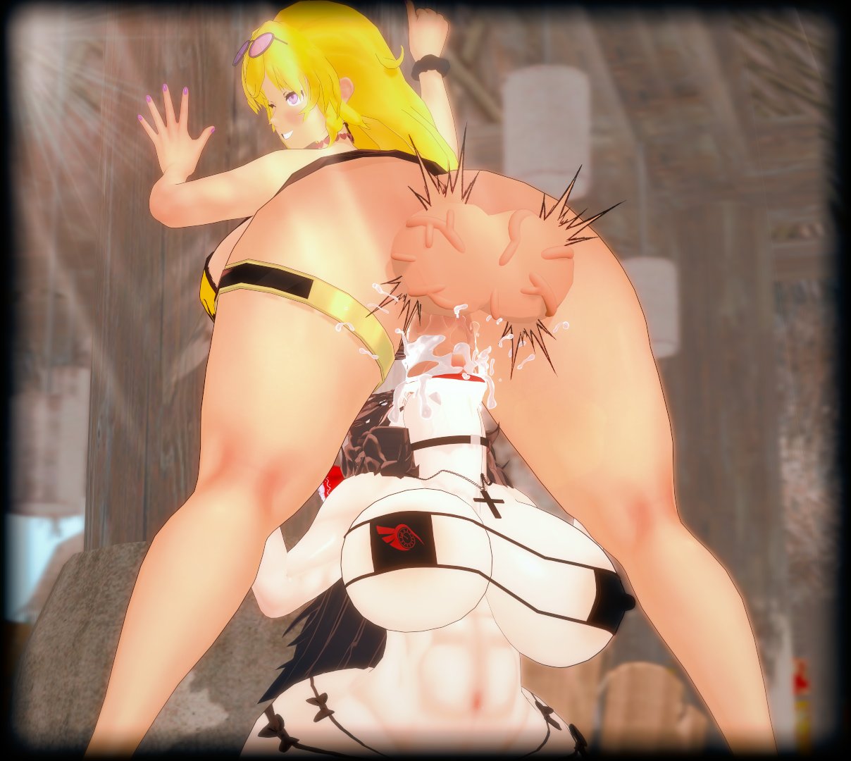 3d, deepthroat, eastboundaura88, female, futa with female, futanari, incest, intersex, mother and daughter, raven branwen, rwby, yang xiao long