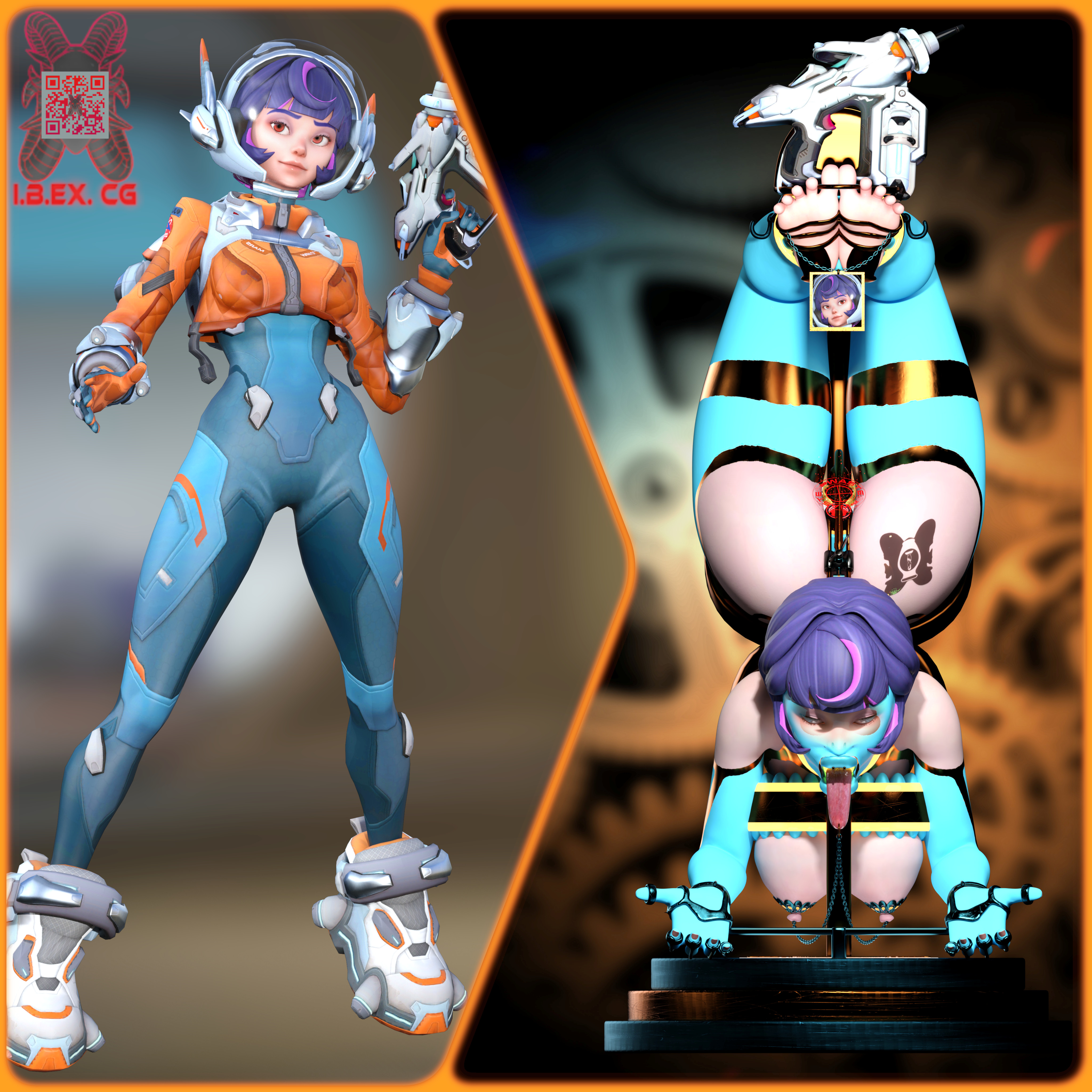 3d, 3d (artwork), alien, alien girl, amputee, barefoot, big breasts, body modification, bondage, brainwashed, brainwashing, breasts, decordame (ibex), feet, female, femsub, foot fetish, forniphilia, high heels, hypnosis, ibex (company), ibex-cg, juno (overwatch), metal bondage, mind break, mind control, modification, mutilation, object insertion, overwatch, overwatch 2, soles, space, stationary restraints, transformation