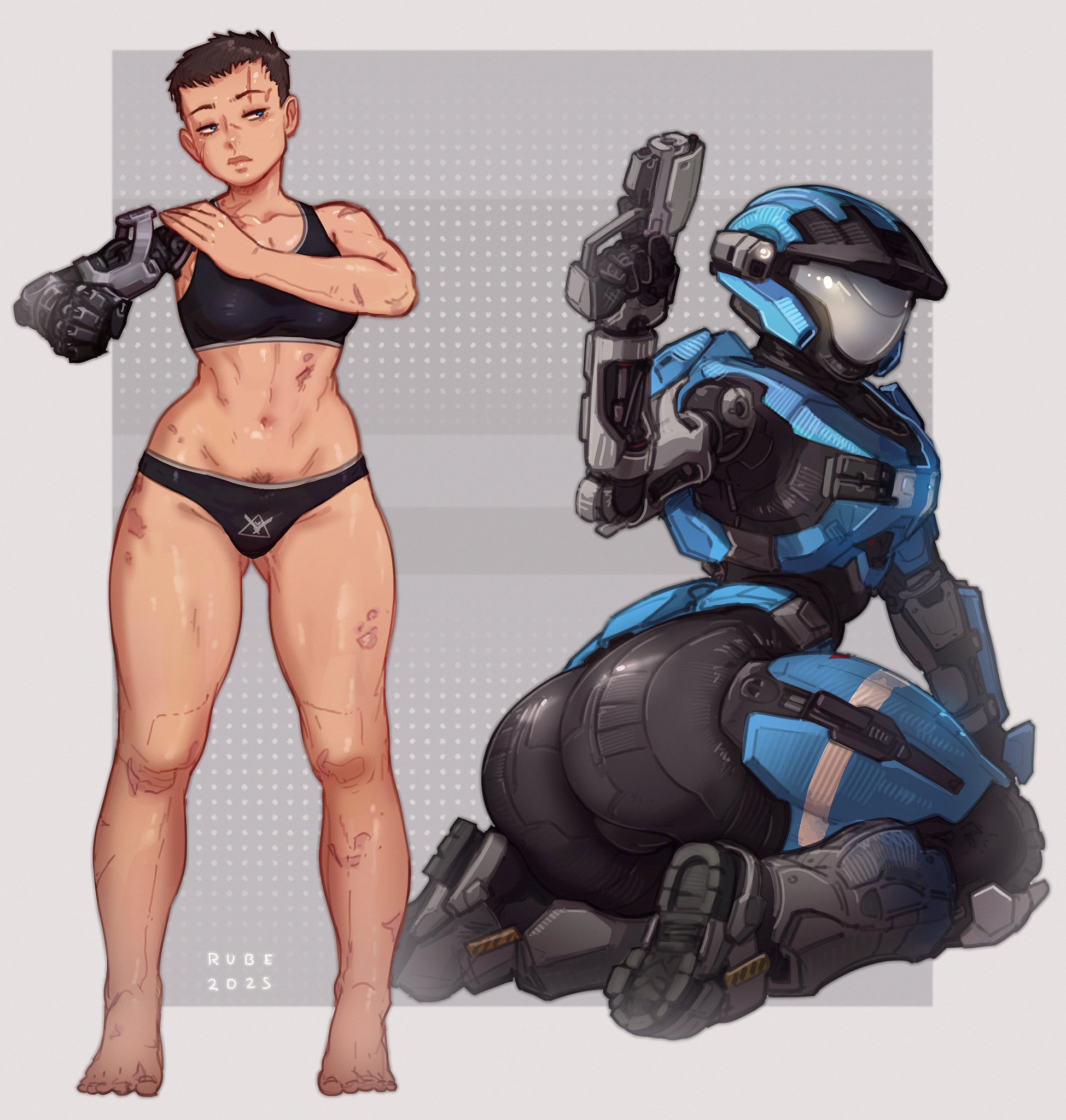1girls, armor, armored female, big ass, catherine-b320, female spartan (halo), halo (game), halo (series), halo reach, justrube, kat-b320, prosthetic arm, r smut, rube, spartan (halo), spartan iii (halo), tagme