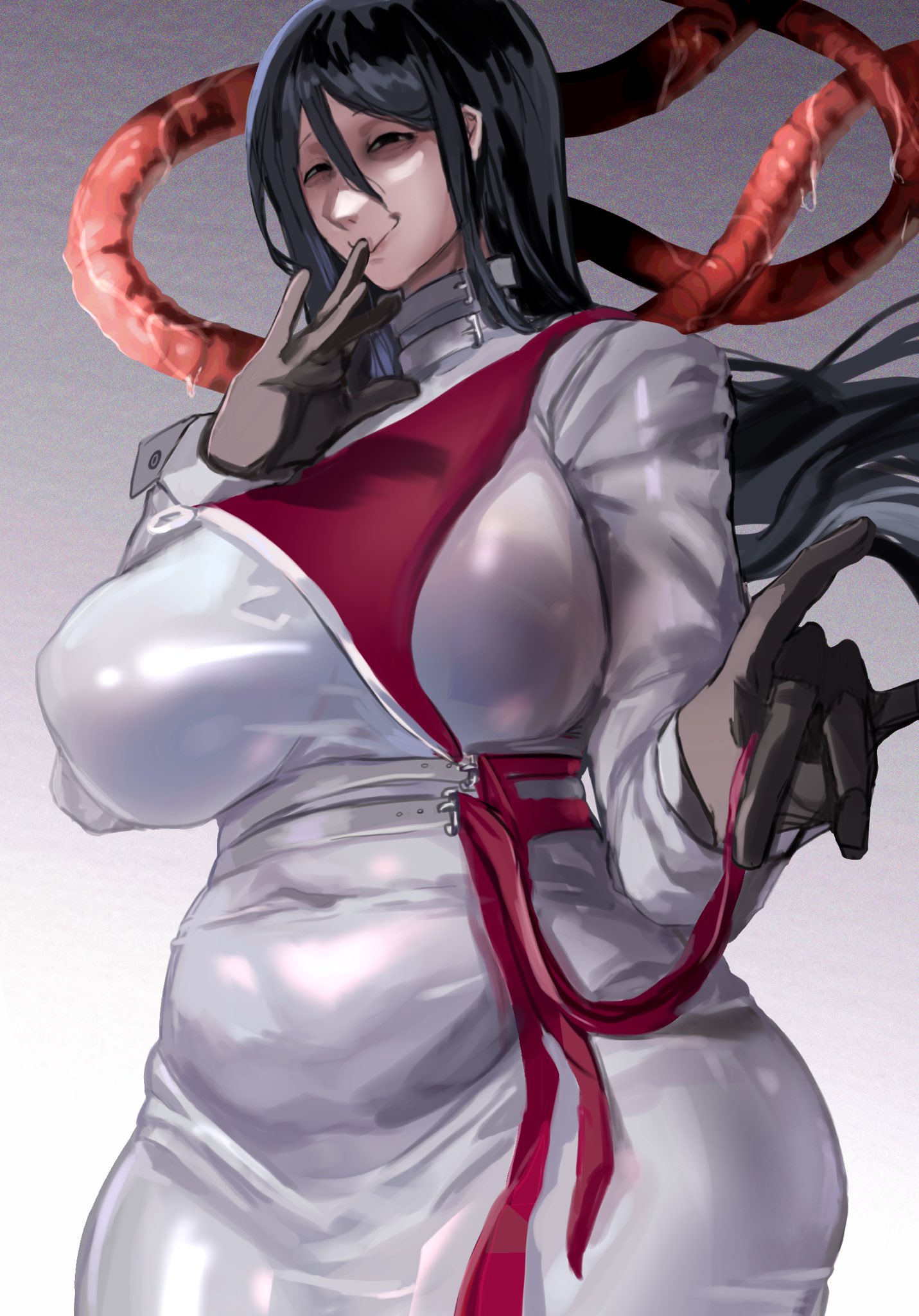 1girls, big breasts, clothed, clothing, highres, hourglass figure, how to date an entity (and stay alive), huge breasts, large breasts, looking at viewer, mrs (how to date an entity (and stay alive), sfour, tagme, tentacles, voluptuous female, wide hips