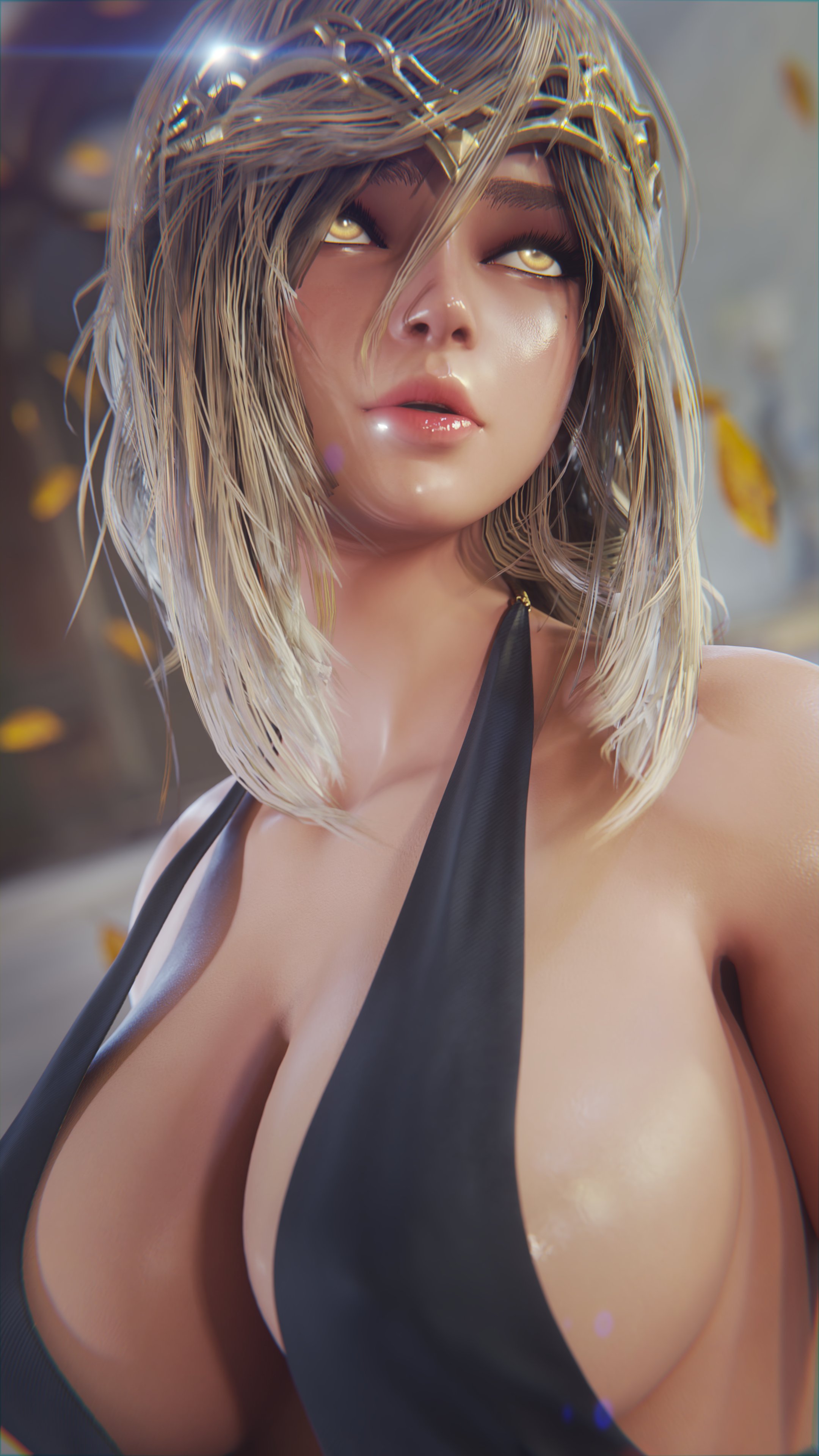 3d, blonde hair, breasts, queen marika the eternal, rinkov01, yellow eyes