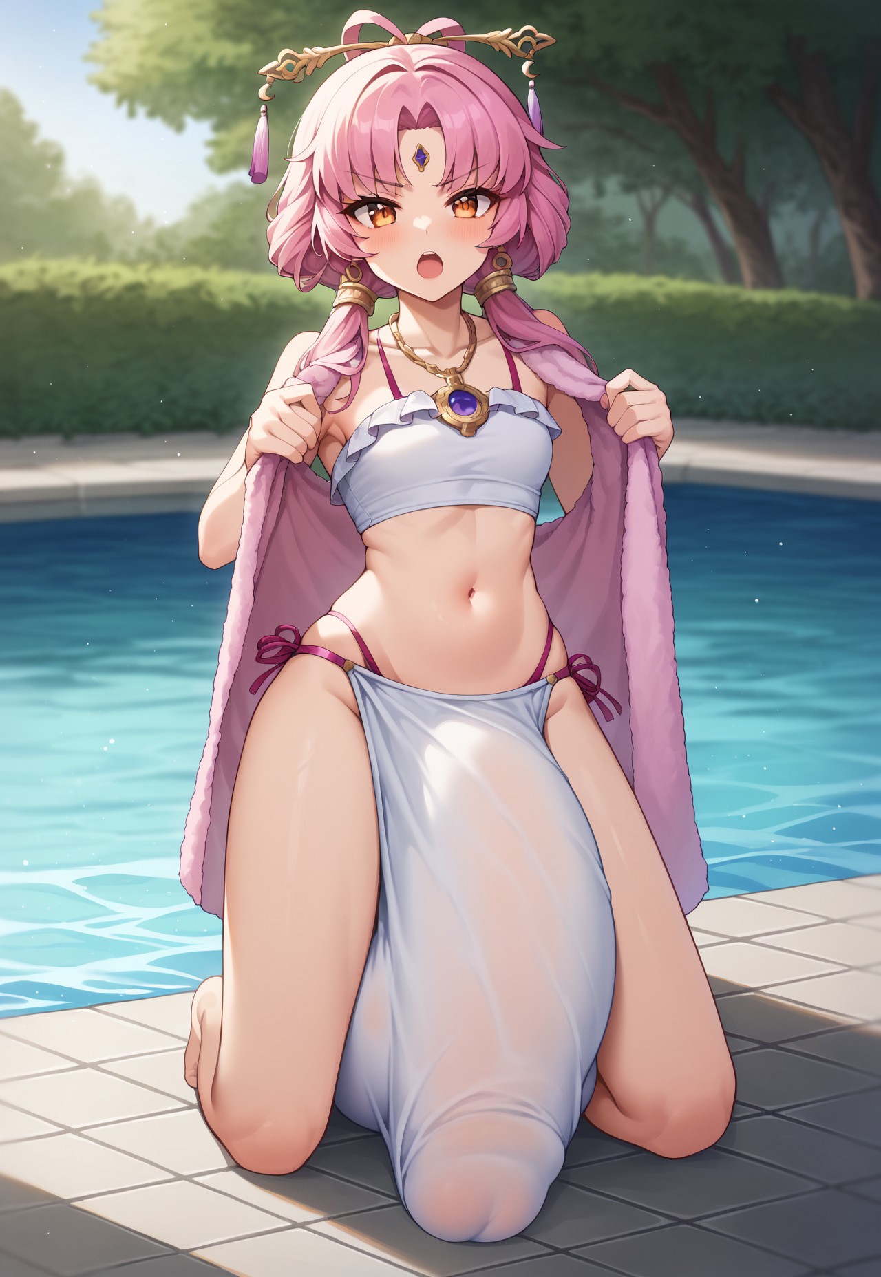 ai generated, animeboi111, breasts, bulge, fu xuan (honkai: star rail), futanari, gigantic penis, honkai: star rail, hyper penis, intersex, penis, small breasts