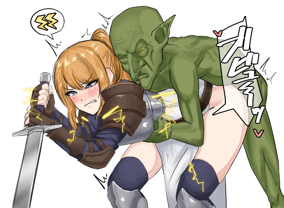 female, goblin, green skin, light skin, light-skinned female, male, male/female, mrgtfg33, rape, warrior