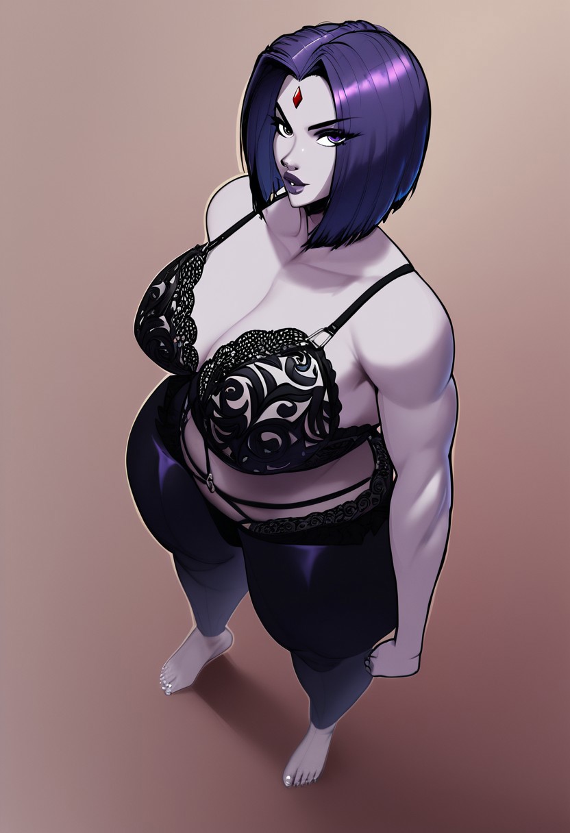 aged up, ai generated, bra, dc, dc comics, female, female only, from above, jeans, milf, raven (dc), tagme, teen titans