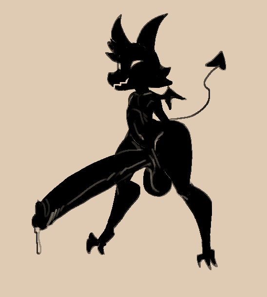 anthro ass balls big_butt big_penis black_body bodily_fluids cheek_tuft claws demon digitigrade facial_tuft feet genital_fluids genitals head_tuft horn huge_cock hyper hyper_genitalia hyper_penis imp lewdicrousart male monster nude penis precum simple_background small_body small_but_hung small_wings snout solo spade_tail tail talons thick_thighs toe_claws toes tuft wide_hips wings